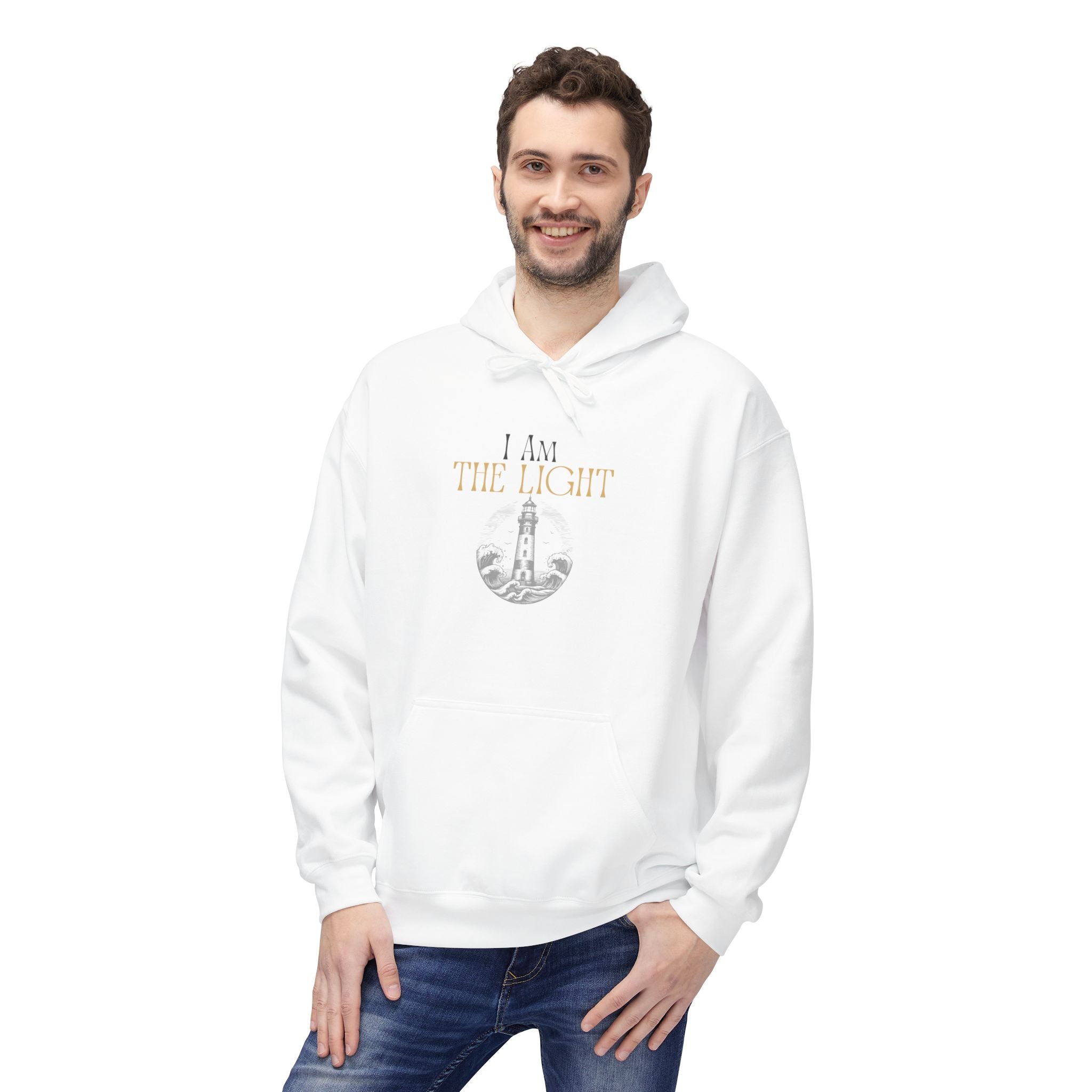 “I AM THE LIGHT Unisex Hoodie, Cozy Inspirational Sweatshirt, Faith Apparel for Men & Women, Spiritual Motivational Gift Idea”