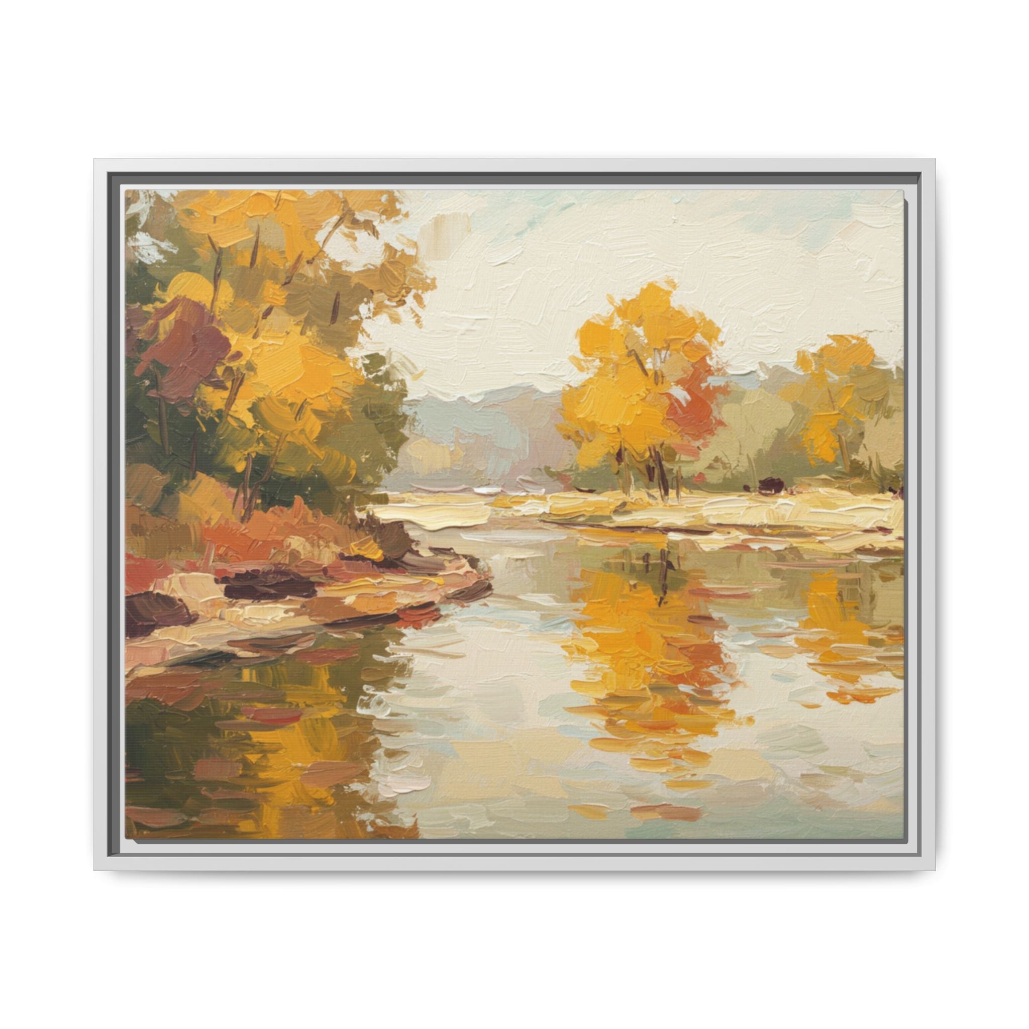 Framed Canvas Artwork, Landscape Decor, Autumn Art Print, Nature Wall Art, Home Decoration, Gift for Art Lovers