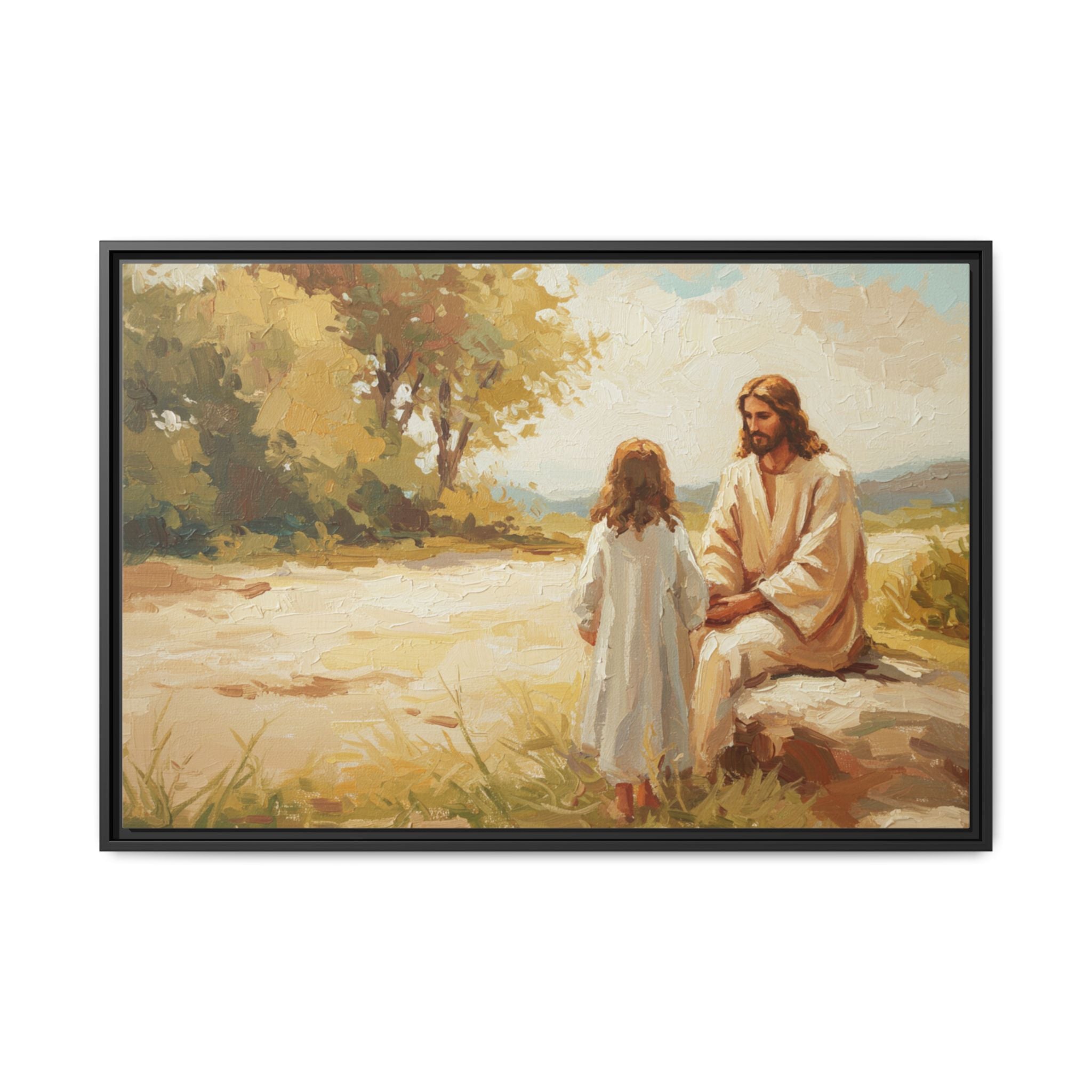Spiritual Framed Canvas Art, Jesus and Child, Inspirational Home Decor, Religious Gift, Christian Wall Art, Faith Decor