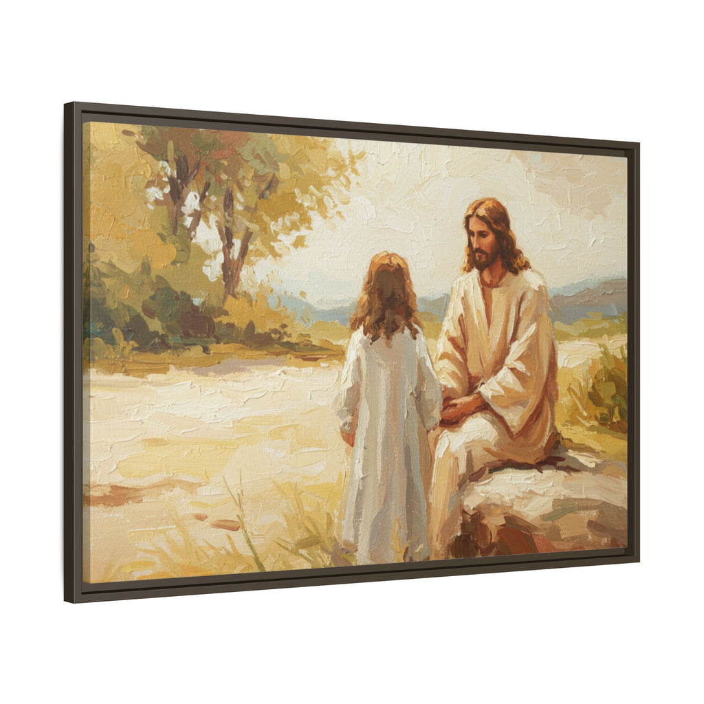 Spiritual Framed Canvas Art, Jesus and Child, Inspirational Home Decor, Religious Gift, Christian Wall Art, Faith Decor
