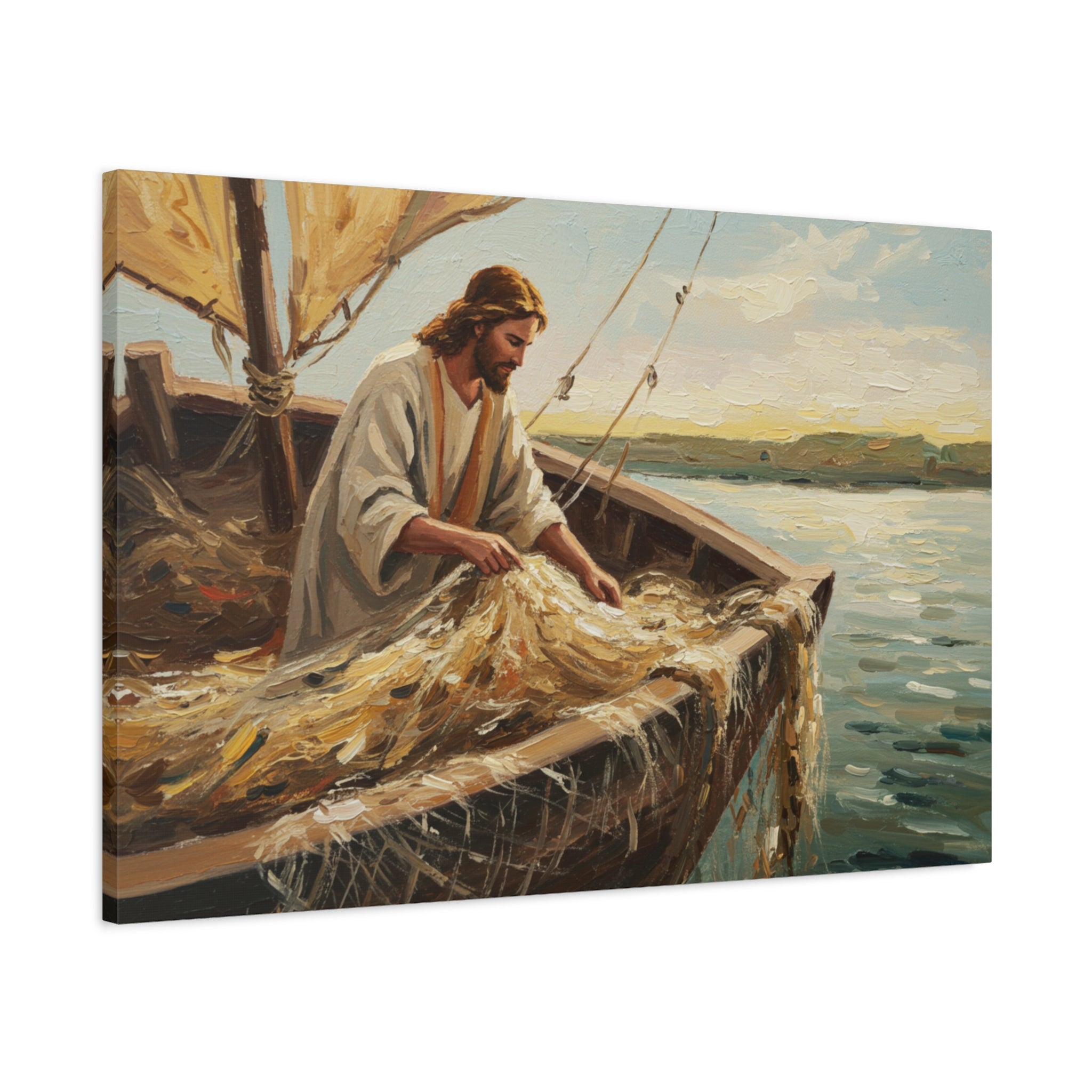 Canvas Wall Art, Religious Decor, Christian Art, Inspirational Home Decor, Nautical Theme, Fishing Scene