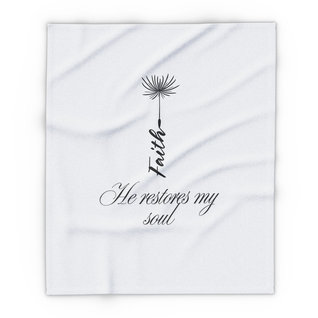 He Restores My Soul – Bible Verse Blanket, Christian Faith Fleece Throw for Peace, Inspiration & Meditation