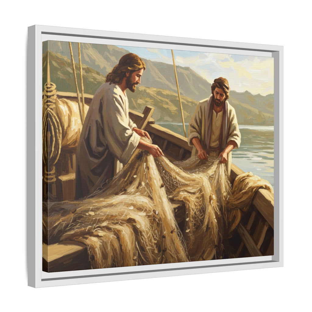 Framed Art Print, Jesus and Fishermen Scene, Spiritual Home Decor, Faith-Based Gift, Religious Wall Art, Christian Art