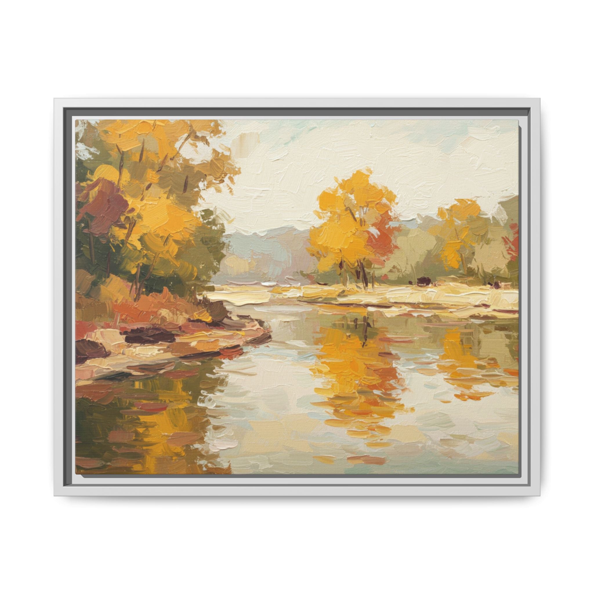 Framed Canvas Artwork, Landscape Decor, Autumn Art Print, Nature Wall Art, Home Decoration, Gift for Art Lovers