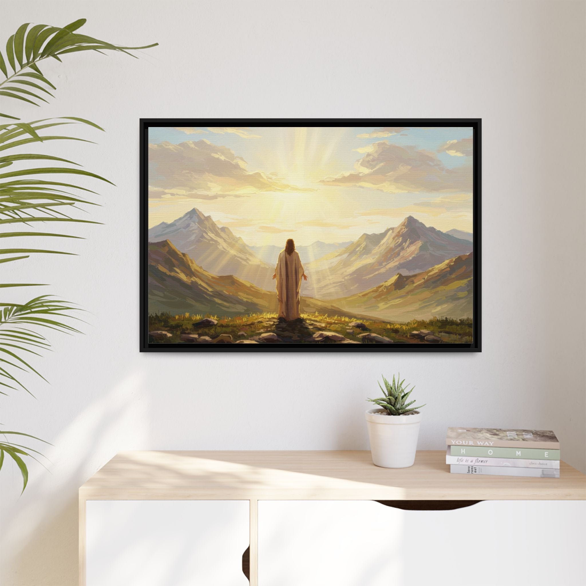 Framed Canvas Print - Uplifting Mountain Landscape Art, Inspirational Home Decor, Gift for Religious Celebrations, Motivational Wall [...]