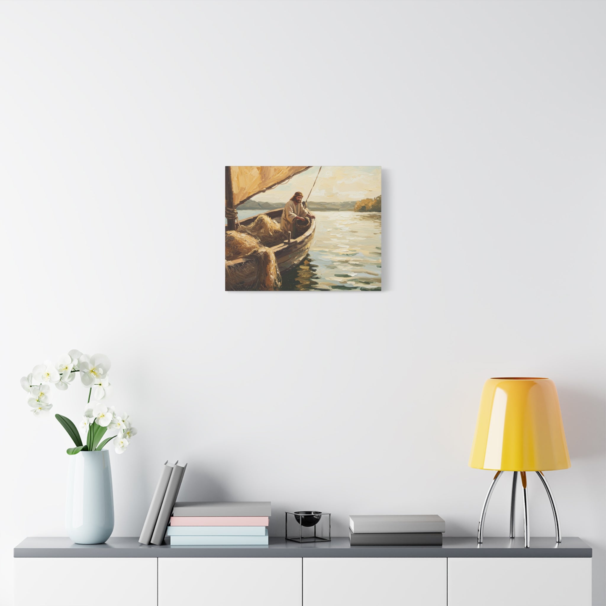 Jesus and the Miraculous Catch – Biblical Canvas Wall Art, Inspirational Christian Home Decor
