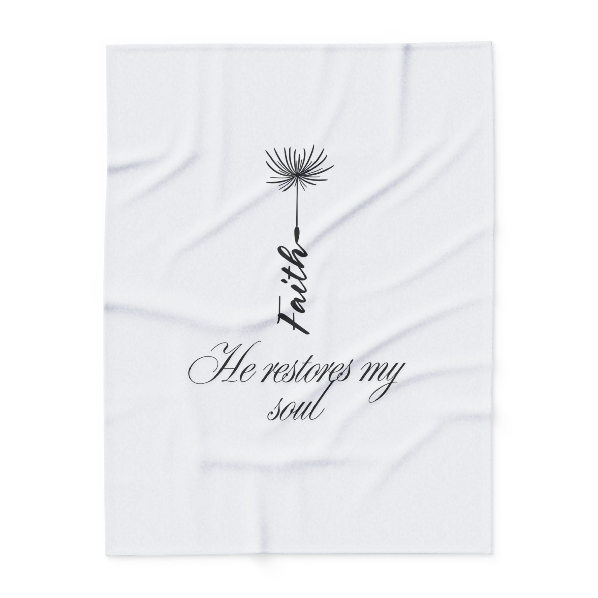 He Restores My Soul – Bible Verse Blanket, Christian Faith Fleece Throw for Peace, Inspiration & Meditation