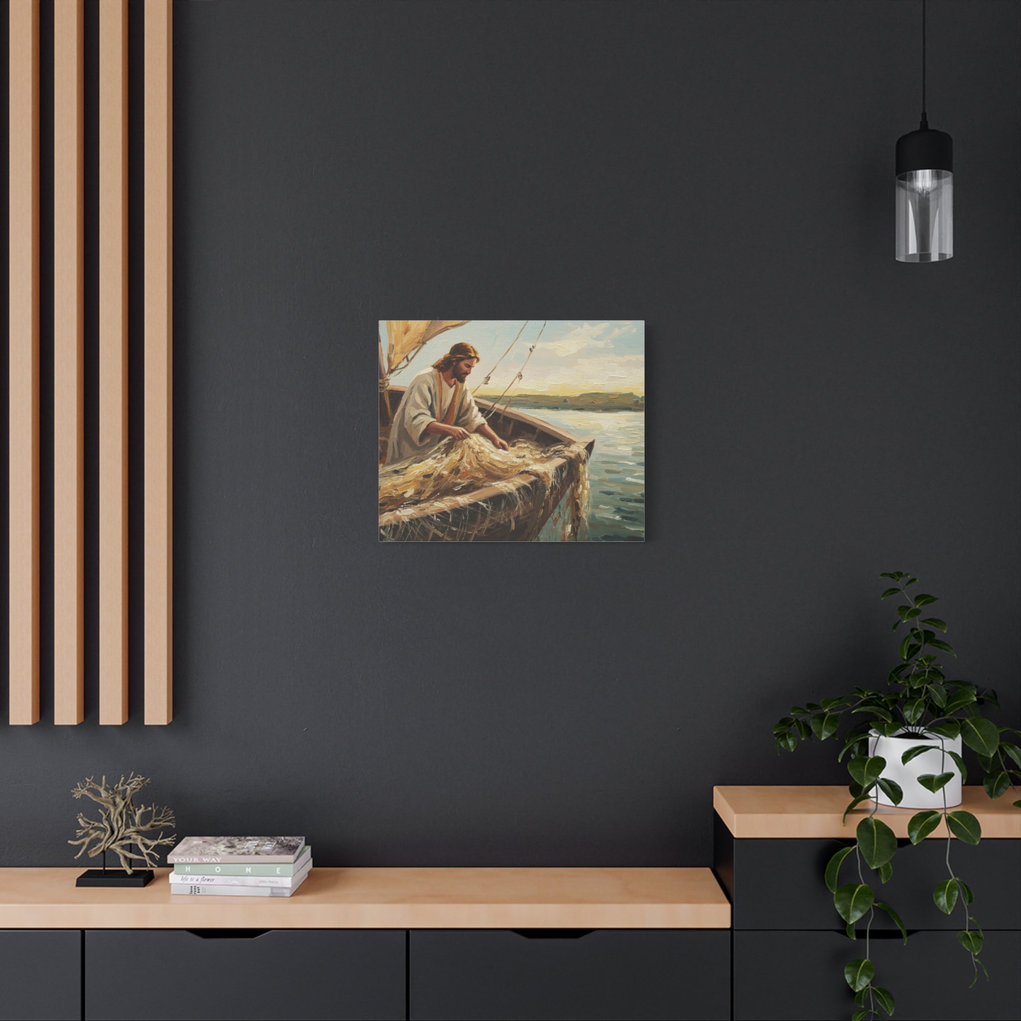 Canvas Wall Art, Religious Decor, Christian Art, Inspirational Home Decor, Nautical Theme, Fishing Scene