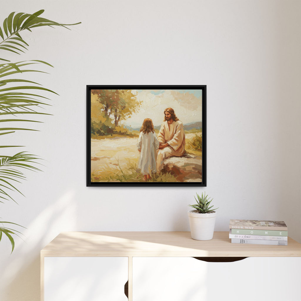Spiritual Framed Canvas Art, Jesus and Child, Inspirational Home Decor, Religious Gift, Christian Wall Art, Faith Decor