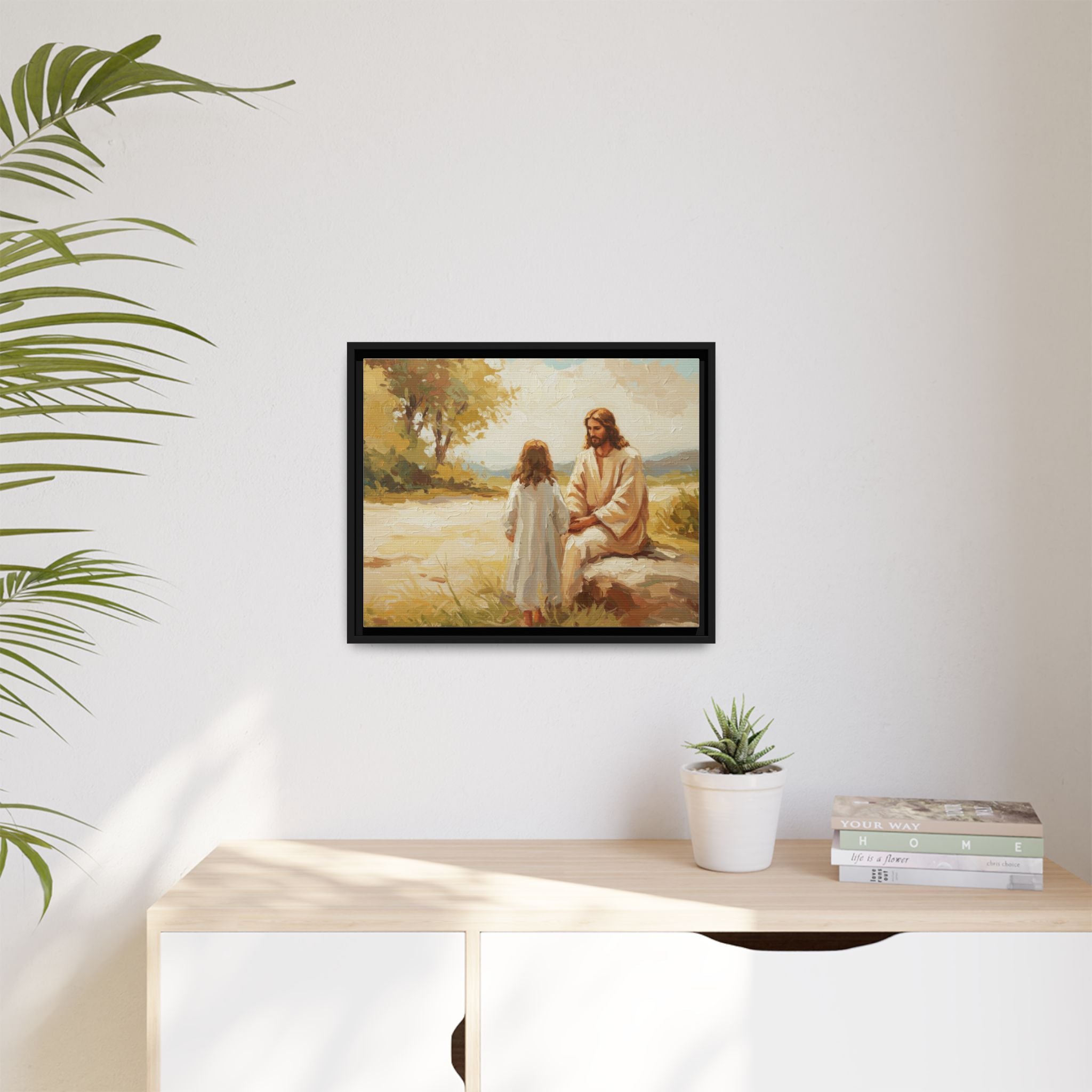 Spiritual Framed Canvas Art, Jesus and Child, Inspirational Home Decor, Religious Gift, Christian Wall Art, Faith Decor
