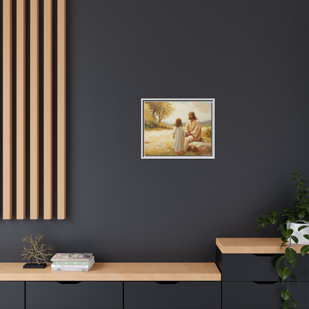 Spiritual Framed Canvas Art, Jesus and Child, Inspirational Home Decor, Religious Gift, Christian Wall Art, Faith Decor