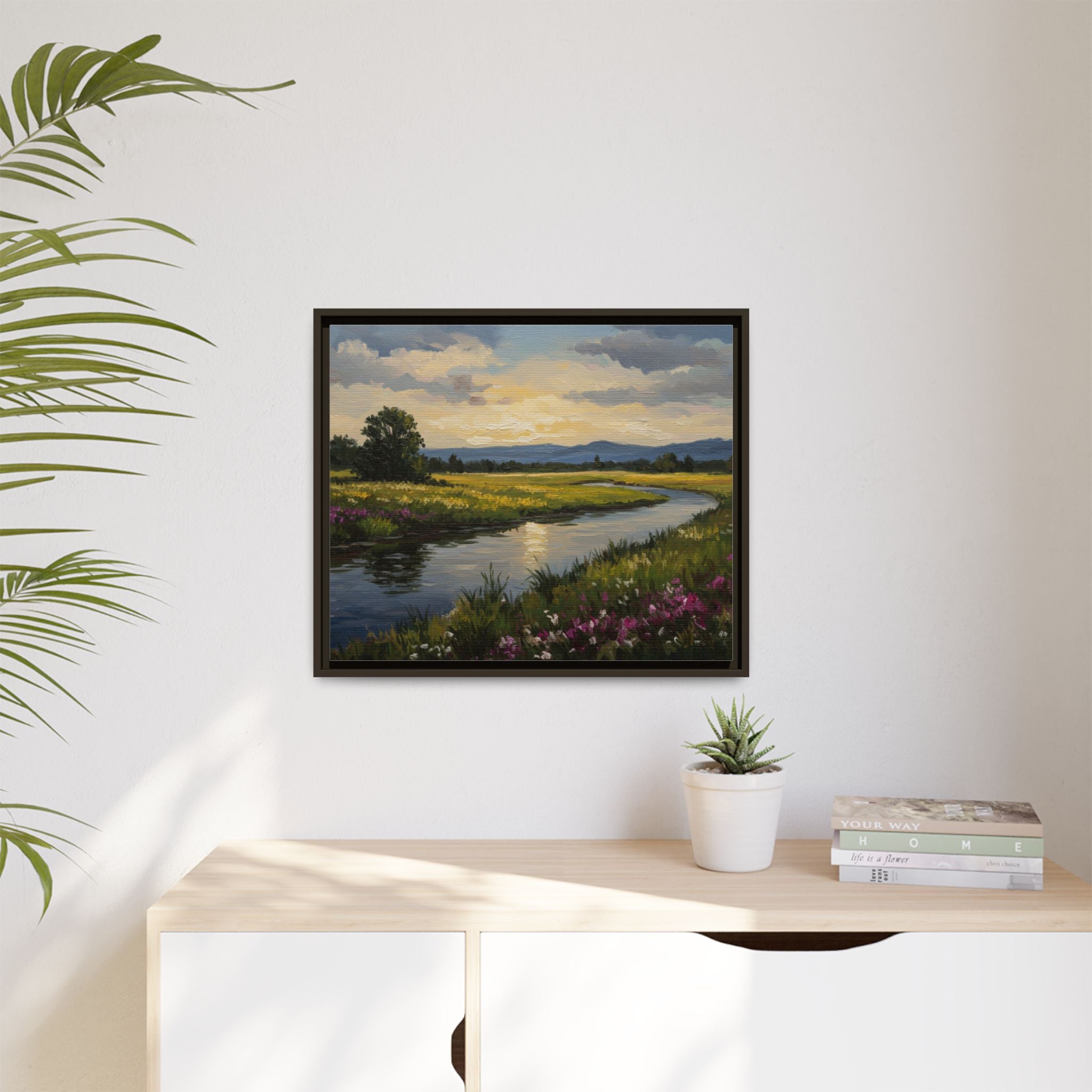 Framed Landscape Art Print, Matte Canvas Wall Decor, Nature Inspired Home Decor, Gift for Nature Lovers, Office Wall Art