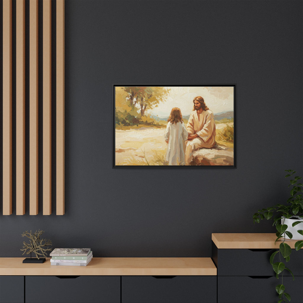 Spiritual Framed Canvas Art, Jesus and Child, Inspirational Home Decor, Religious Gift, Christian Wall Art, Faith Decor