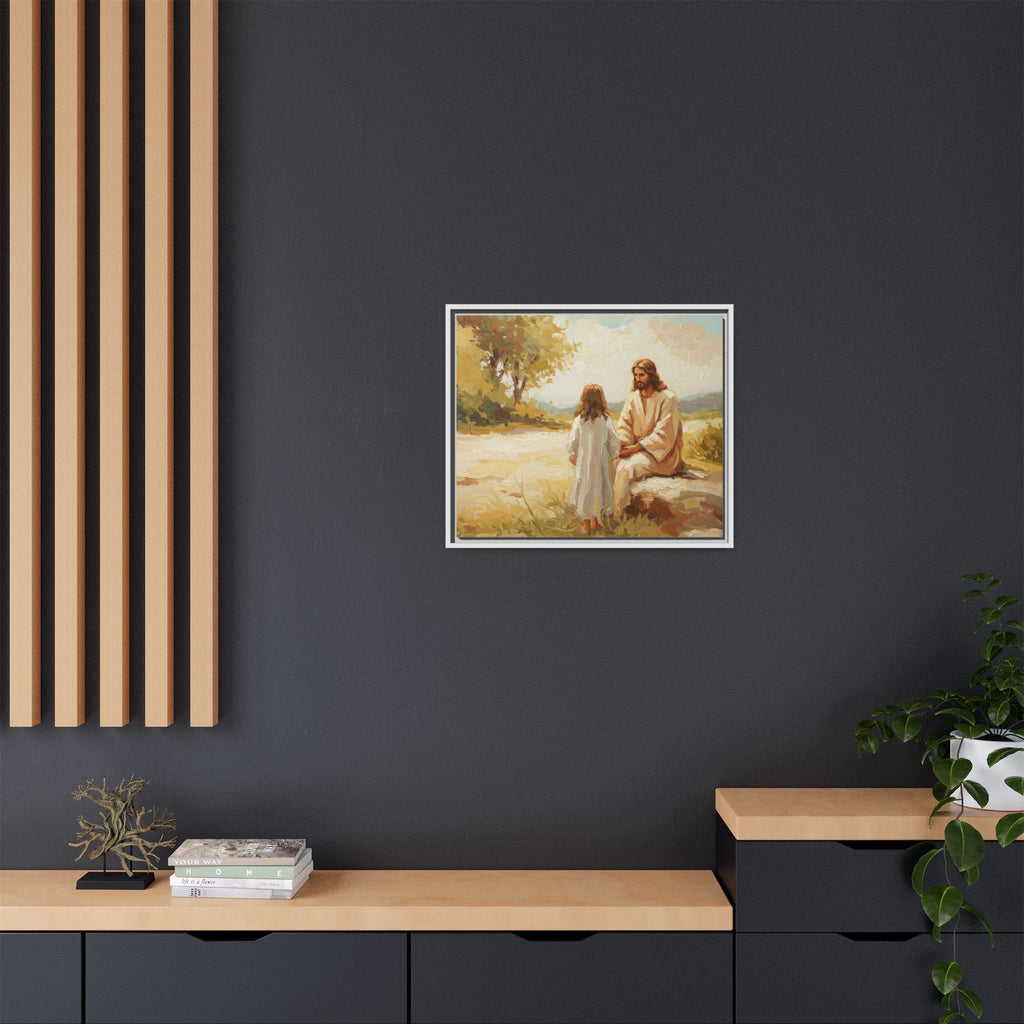 Spiritual Framed Canvas Art, Jesus and Child, Inspirational Home Decor, Religious Gift, Christian Wall Art, Faith Decor