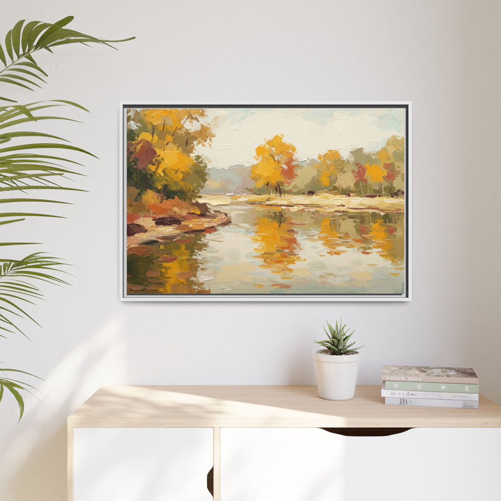 Framed Canvas Artwork, Landscape Decor, Autumn Art Print, Nature Wall Art, Home Decoration, Gift for Art Lovers