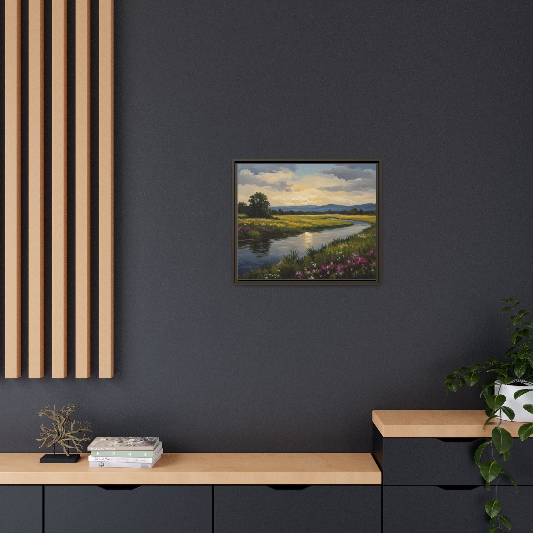 Framed Landscape Art Print, Matte Canvas Wall Decor, Nature Inspired Home Decor, Gift for Nature Lovers, Office Wall Art