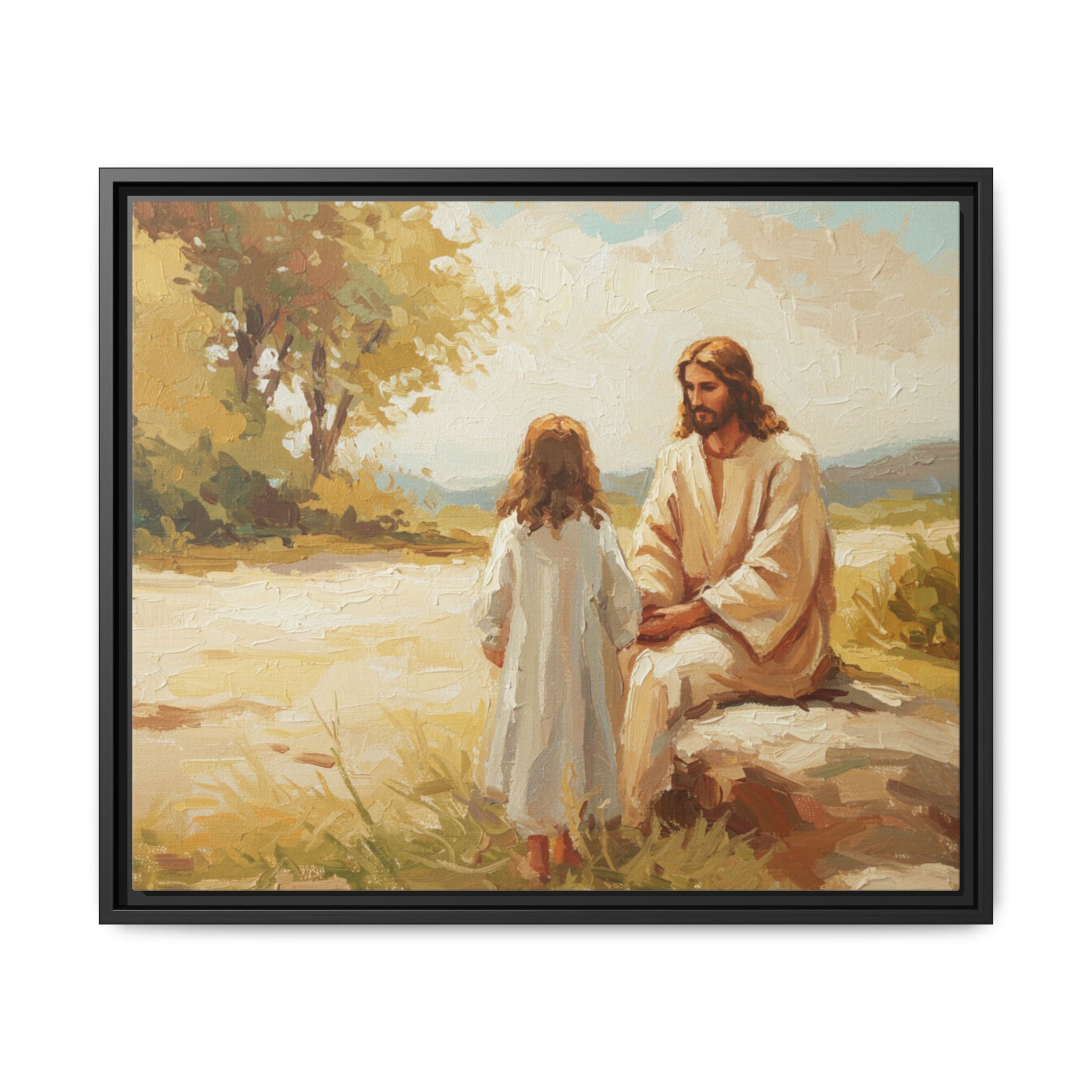 Spiritual Framed Canvas Art, Jesus and Child, Inspirational Home Decor, Religious Gift, Christian Wall Art, Faith Decor