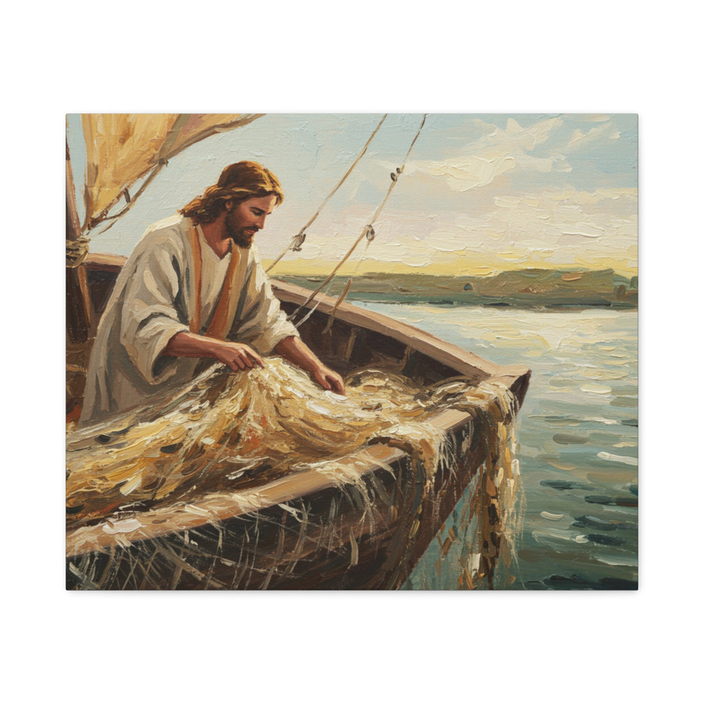 Canvas Wall Art, Religious Decor, Christian Art, Inspirational Home Decor, Nautical Theme, Fishing Scene