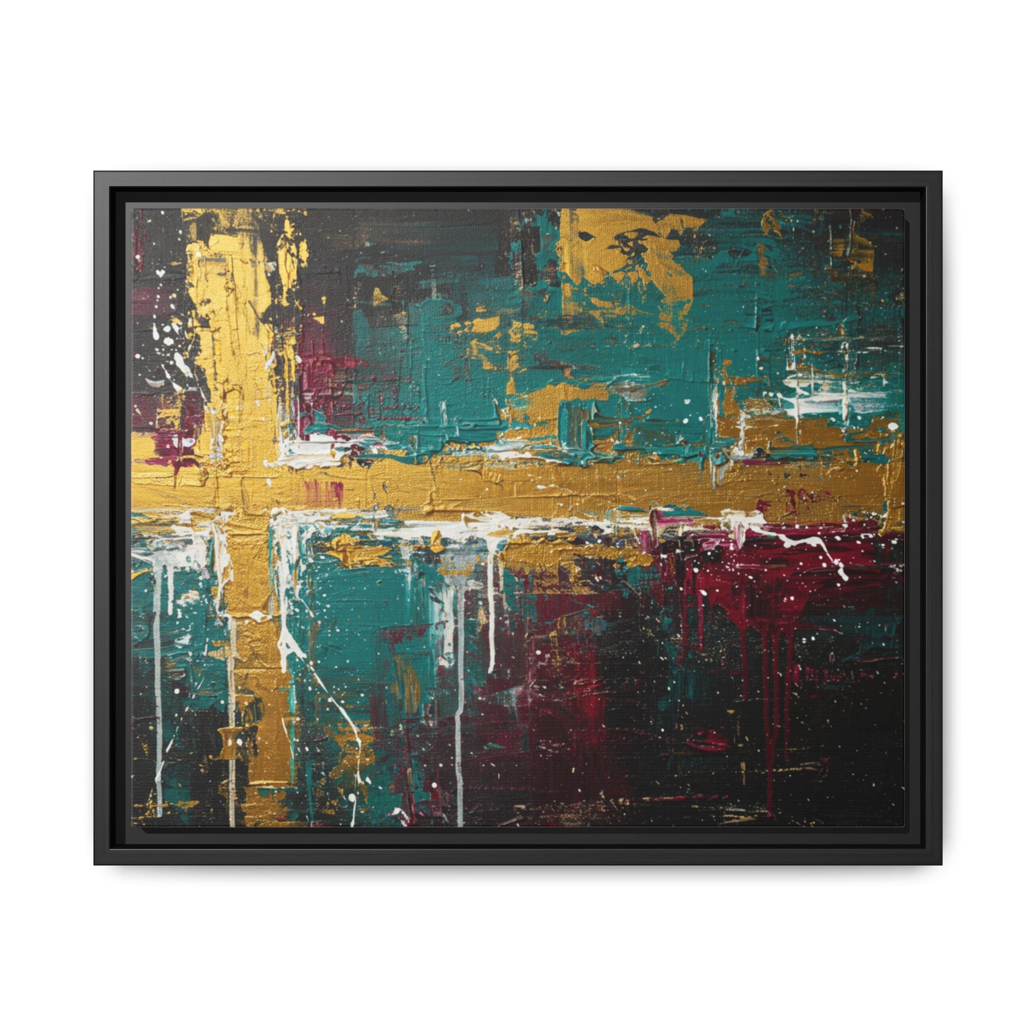 Cross of Light – Modern Christian Wall Art, Abstract Gold Cross Canvas, Faith-Inspired Home Decor, Matte Canvas, Framed (Multi-color)
