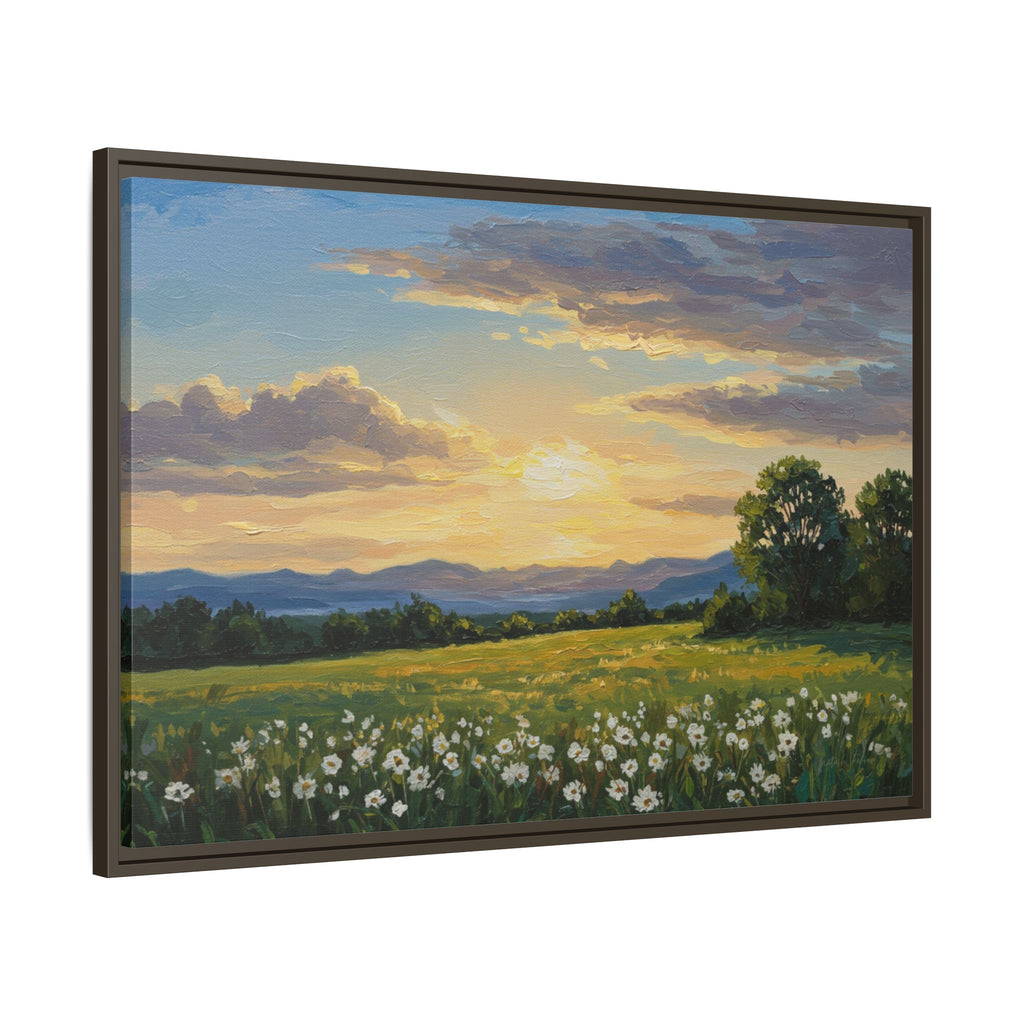 Framed Art Print, Landscape Wall Decor, Nature Artwork, Gift for Home, Floral Canvas, Sunset Scene, Living Room Decor