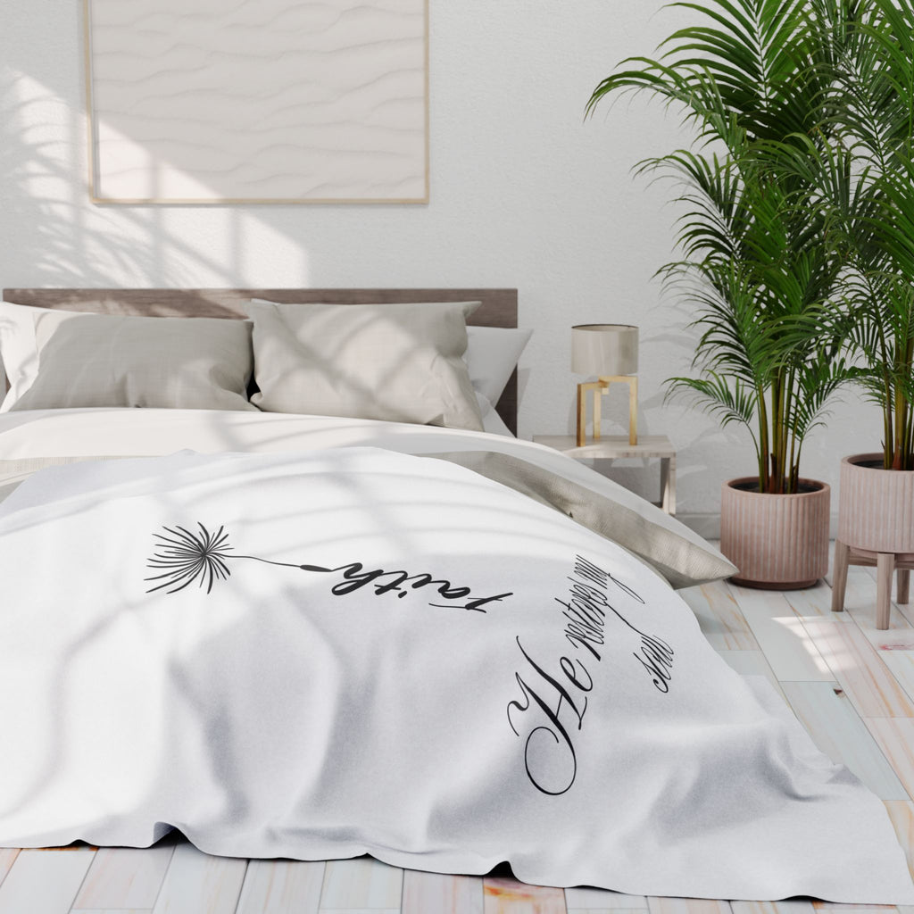He Restores My Soul – Bible Verse Blanket, Christian Faith Fleece Throw for Peace, Inspiration & Meditation