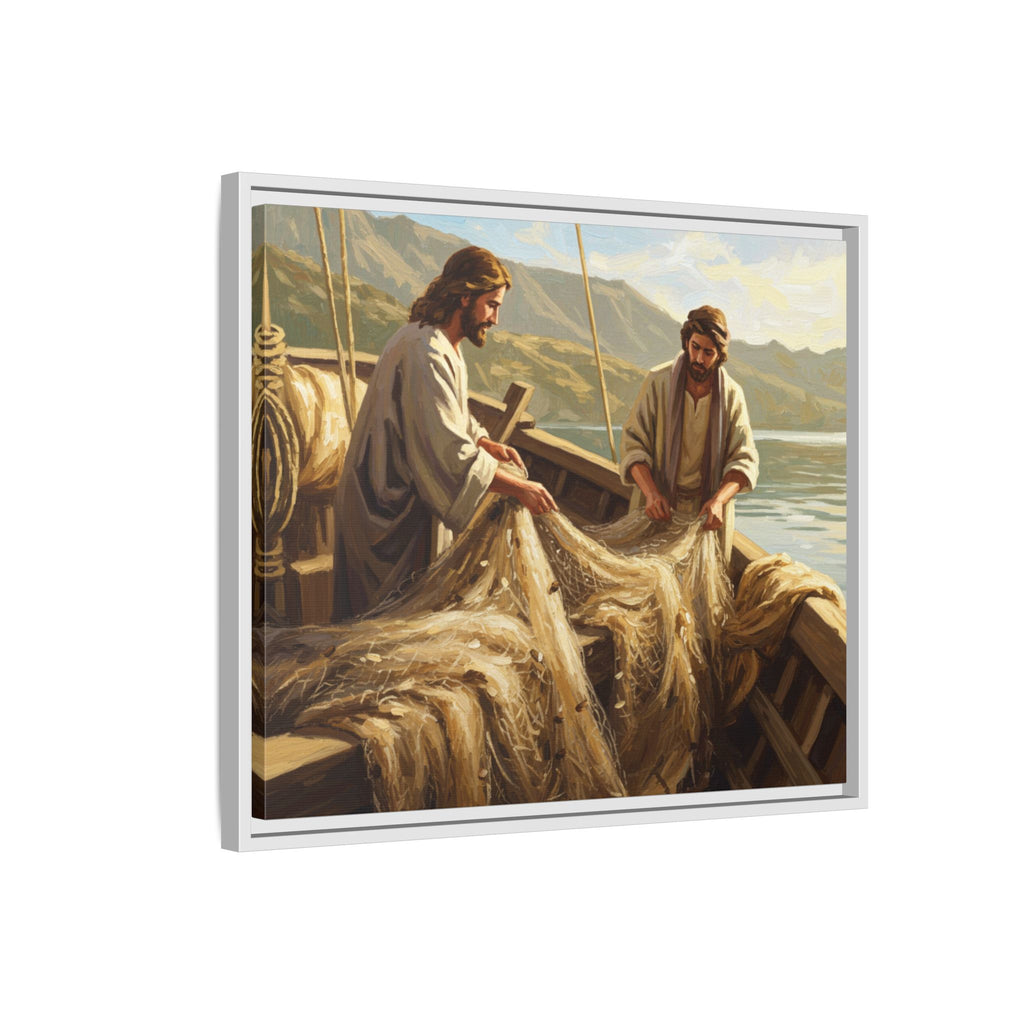 Framed Art Print, Jesus and Fishermen Scene, Spiritual Home Decor, Faith-Based Gift, Religious Wall Art, Christian Art
