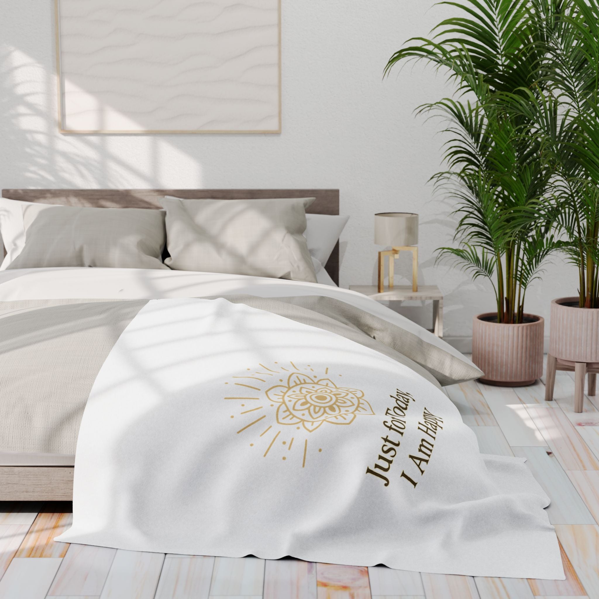 Just for Today, I Am Happy – Inspirational Mindfulness Blanket, Positive Affirmation Fleece Throw for Gratitude, Peace & Self-Care