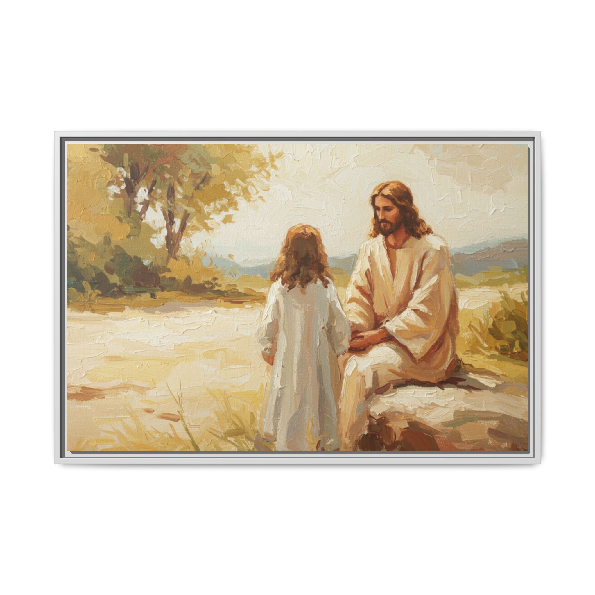 Spiritual Framed Canvas Art, Jesus and Child, Inspirational Home Decor, Religious Gift, Christian Wall Art, Faith Decor