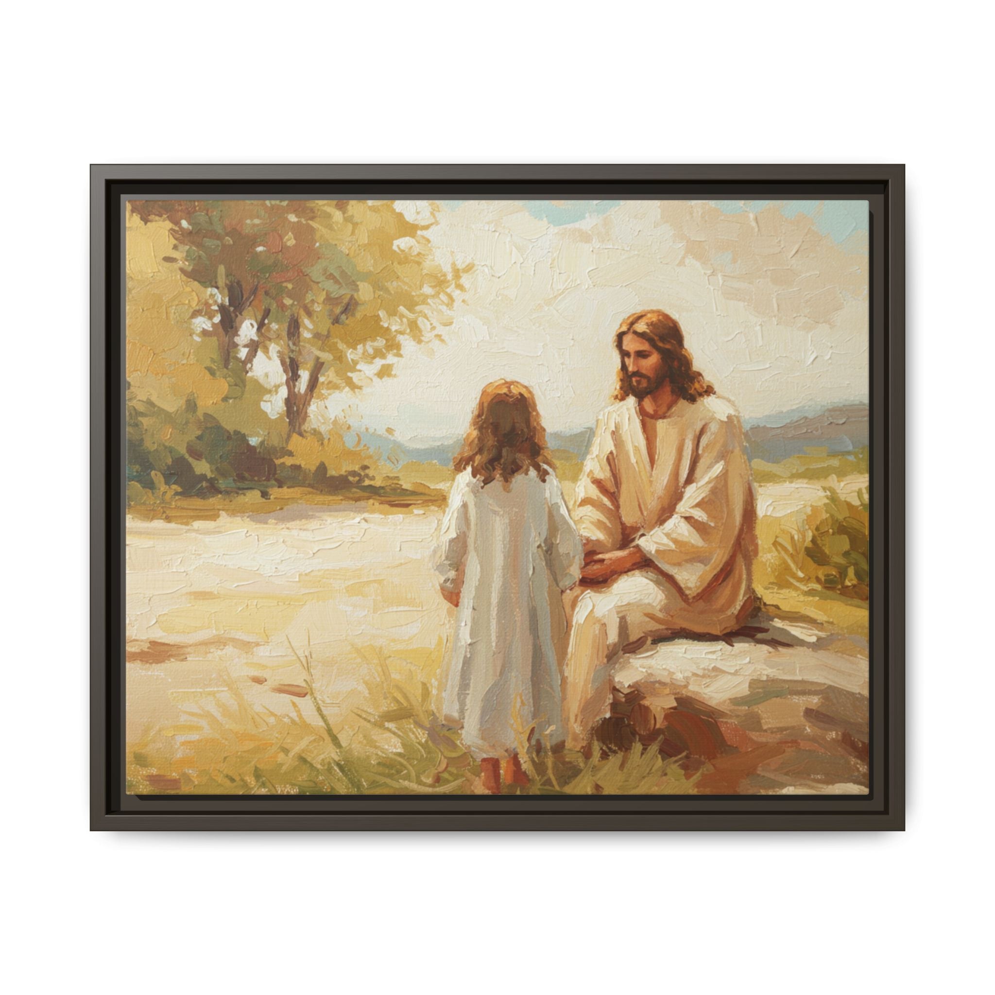 Spiritual Framed Canvas Art, Jesus and Child, Inspirational Home Decor, Religious Gift, Christian Wall Art, Faith Decor