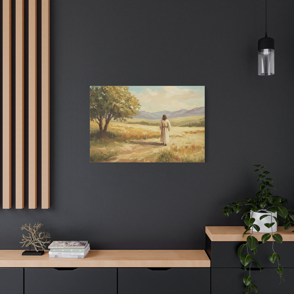 Jesus Walking in Nature Canvas Print, Inspirational Art for Home, Christian Wall Decor, Faith Gift, Religious Artwork