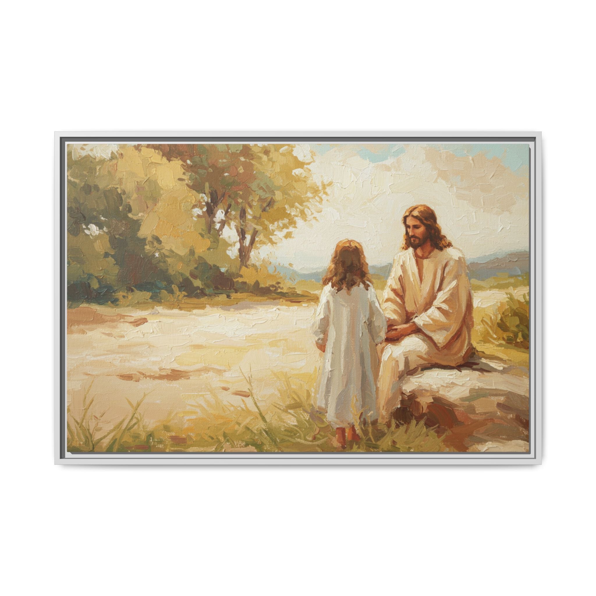 Spiritual Framed Canvas Art, Jesus and Child, Inspirational Home Decor, Religious Gift, Christian Wall Art, Faith Decor