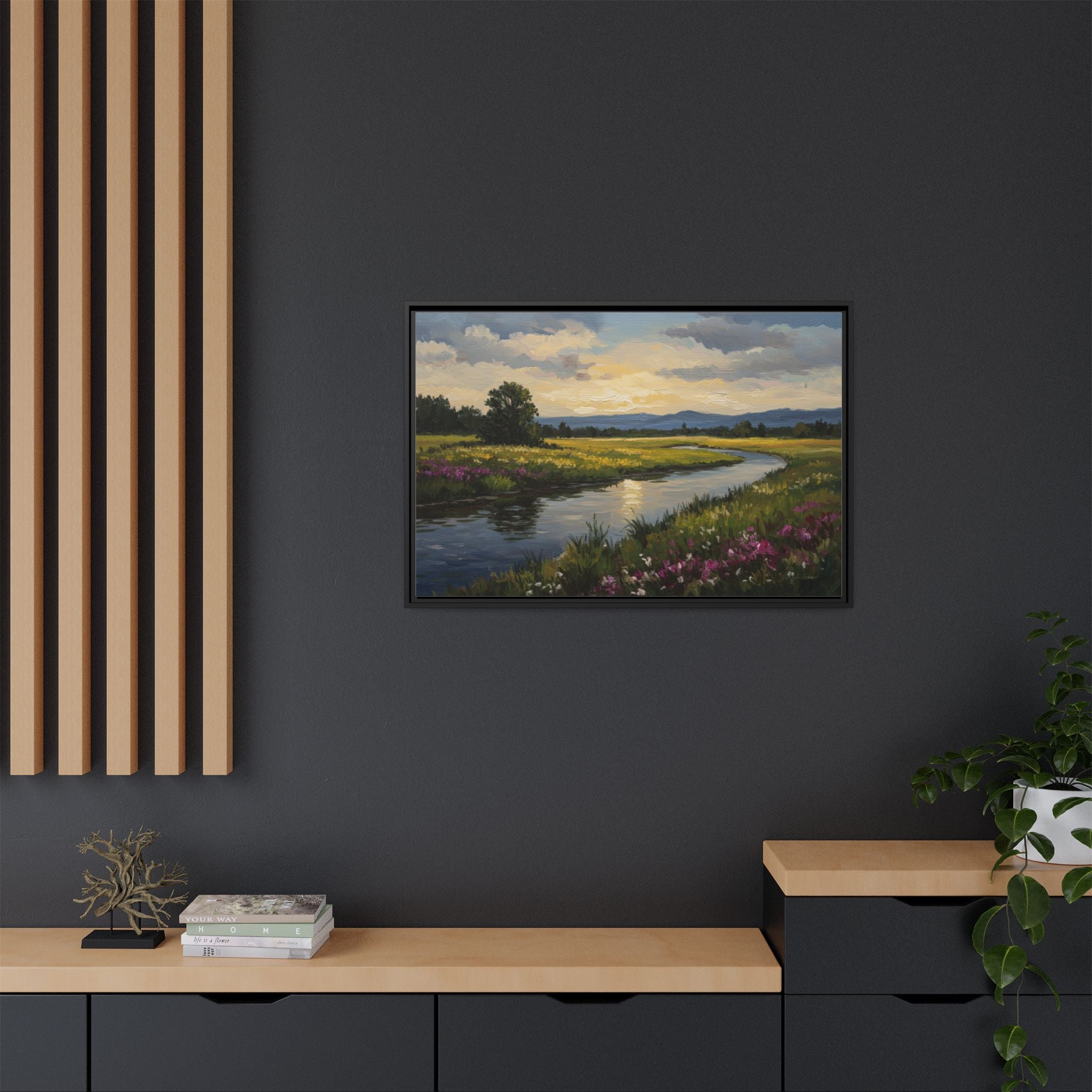 Framed Landscape Art Print, Matte Canvas Wall Decor, Nature Inspired Home Decor, Gift for Nature Lovers, Office Wall Art