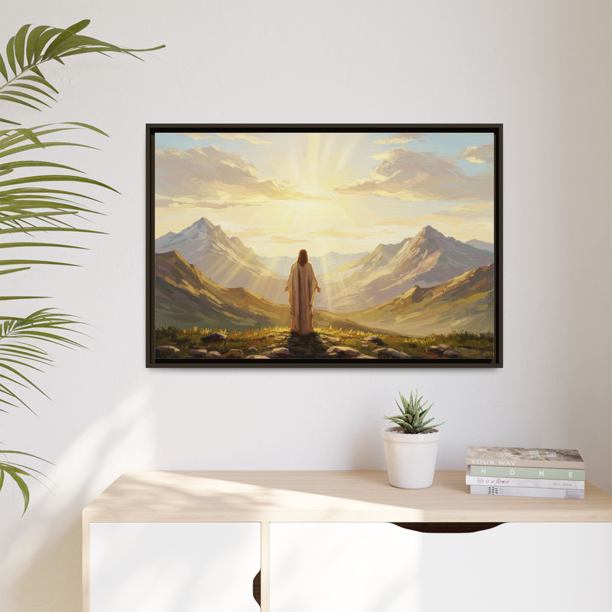 Framed Canvas Print - Uplifting Mountain Landscape Art, Inspirational Home Decor, Gift for Religious Celebrations, Motivational Wall [...]