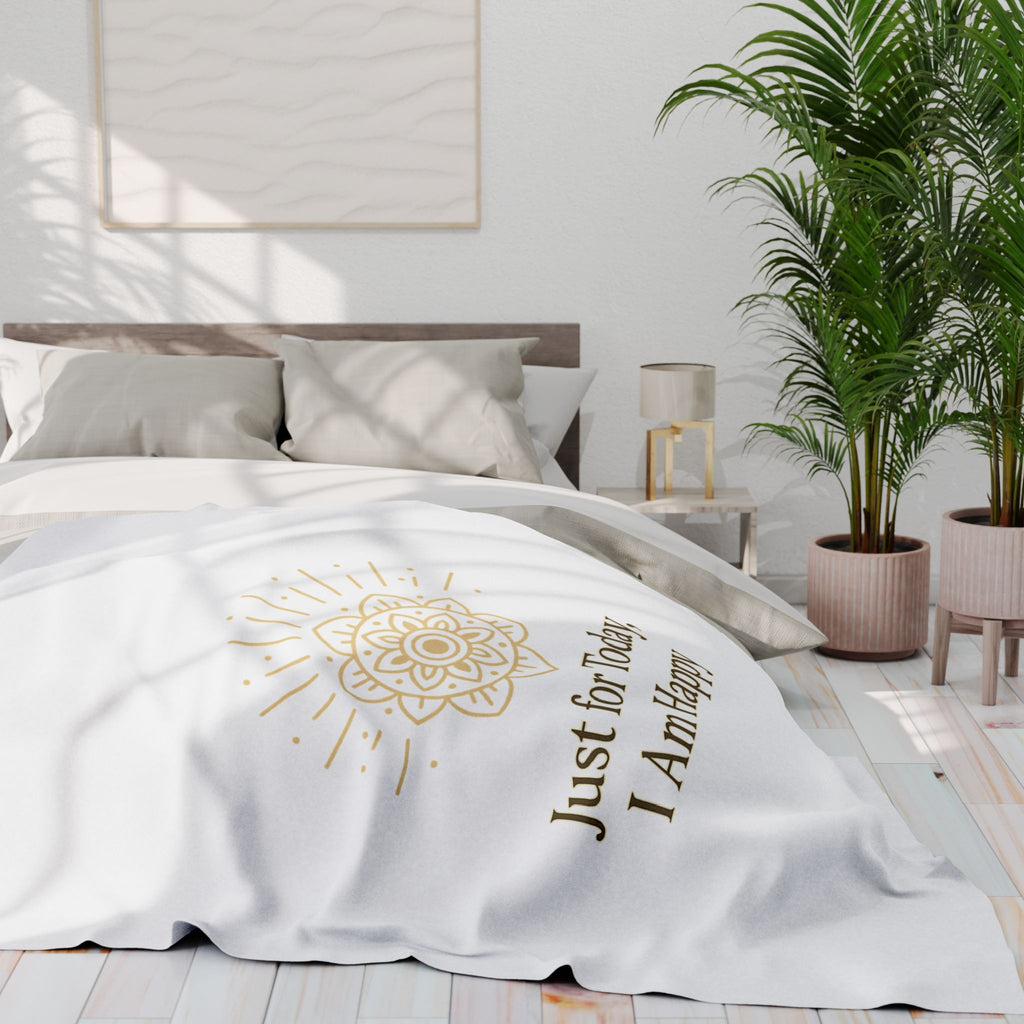 Just for Today, I Am Happy – Inspirational Mindfulness Blanket, Positive Affirmation Fleece Throw for Gratitude, Peace & Self-Care
