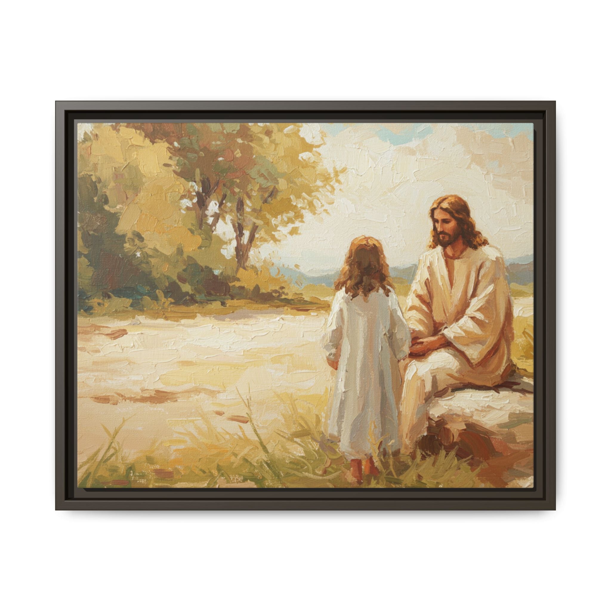 Spiritual Framed Canvas Art, Jesus and Child, Inspirational Home Decor, Religious Gift, Christian Wall Art, Faith Decor