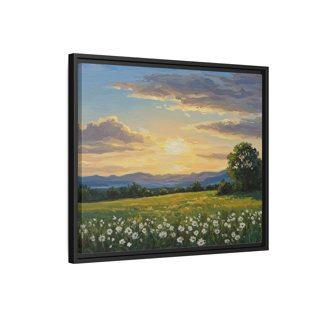 Framed Art Print, Landscape Wall Decor, Nature Artwork, Gift for Home, Floral Canvas, Sunset Scene, Living Room Decor