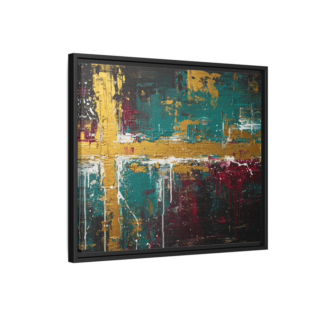 Cross of Light – Modern Christian Wall Art, Abstract Gold Cross Canvas, Faith-Inspired Home Decor, Matte Canvas, Framed (Multi-color)