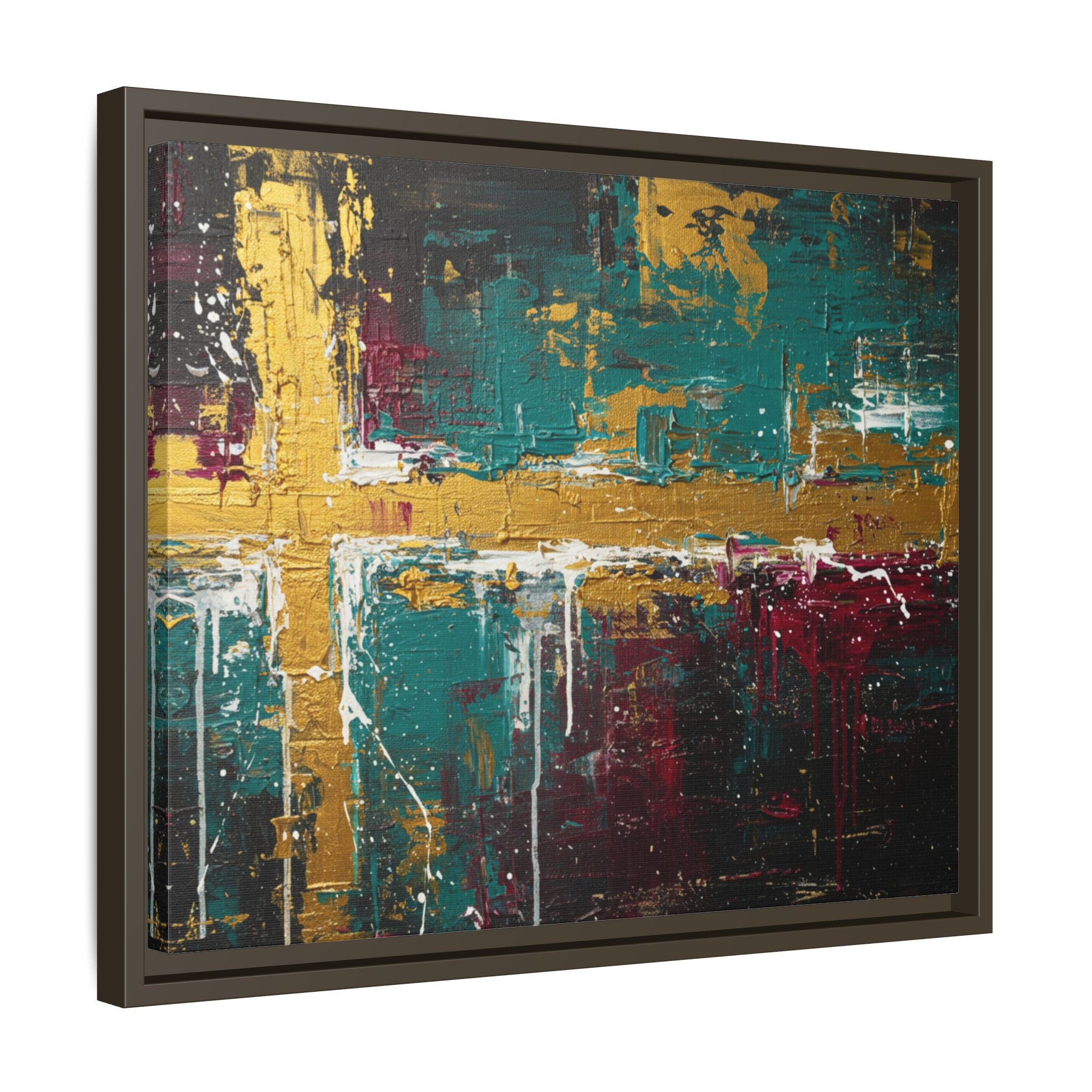 Cross of Light – Modern Christian Wall Art, Abstract Gold Cross Canvas, Faith-Inspired Home Decor, Matte Canvas, Framed (Multi-color)