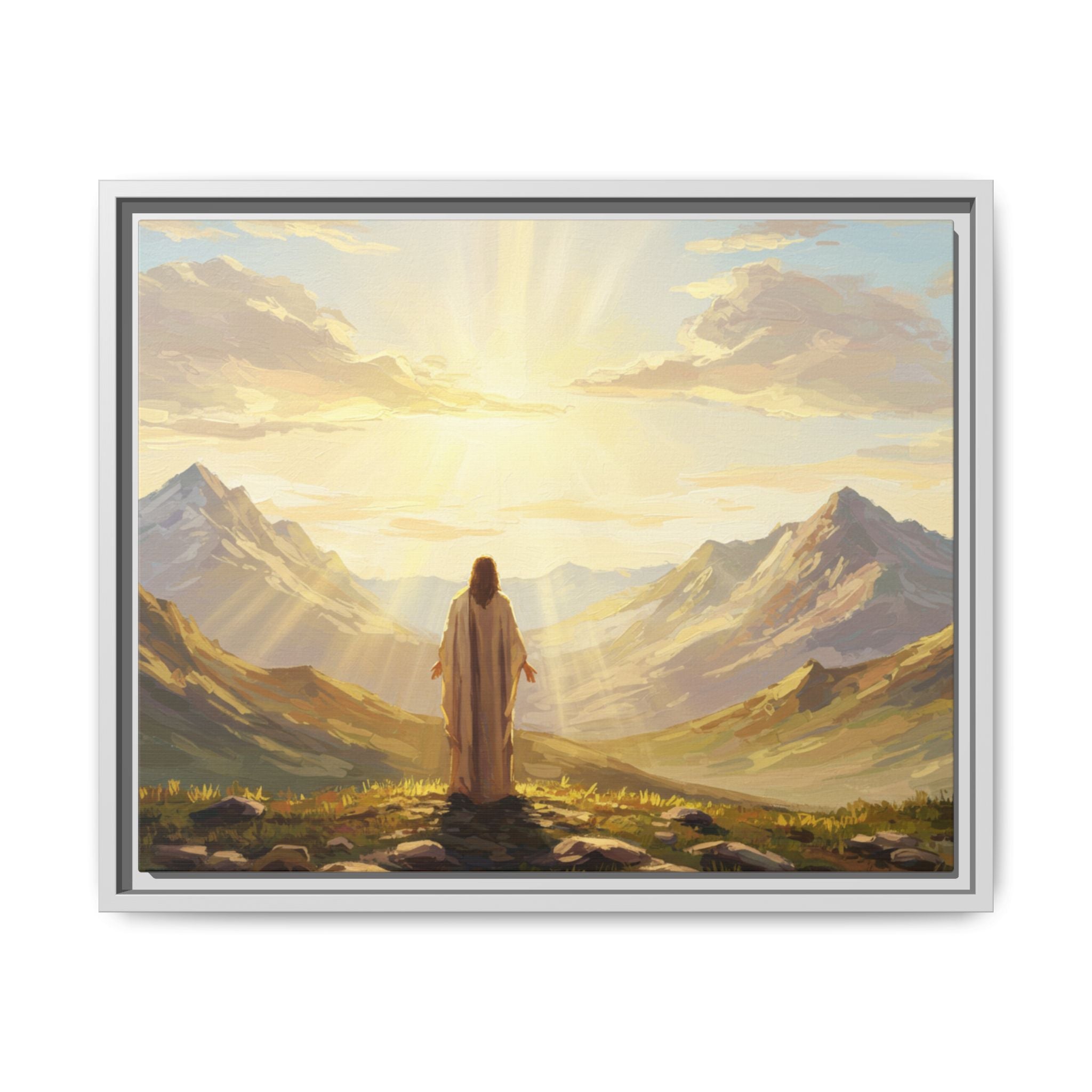 Framed Canvas Print - Uplifting Mountain Landscape Art, Inspirational Home Decor, Gift for Religious Celebrations, Motivational Wall [...]