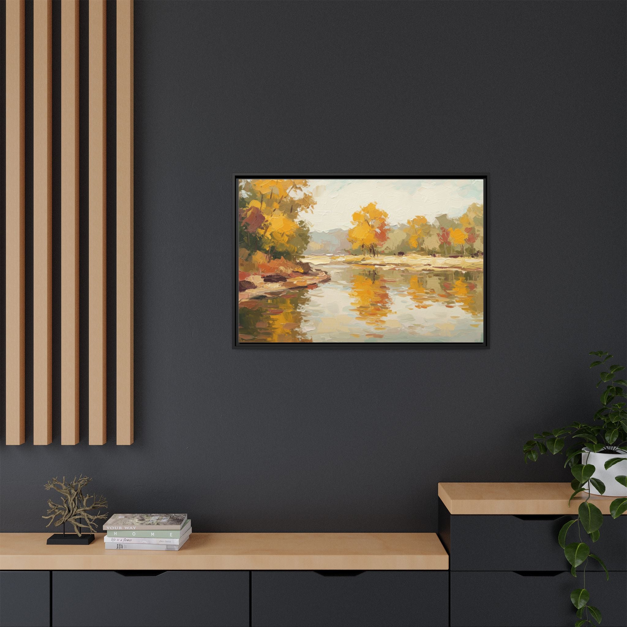 Framed Canvas Artwork, Landscape Decor, Autumn Art Print, Nature Wall Art, Home Decoration, Gift for Art Lovers