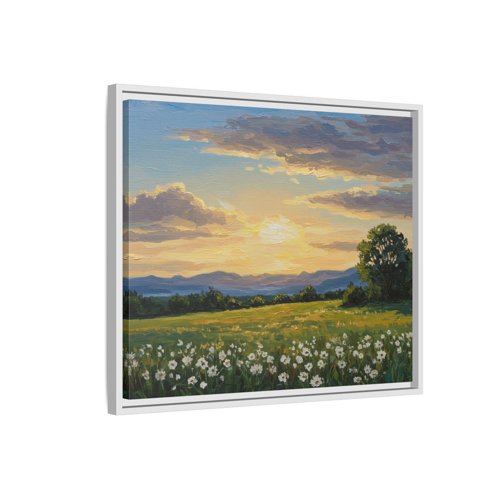 Framed Art Print, Landscape Wall Decor, Nature Artwork, Gift for Home, Floral Canvas, Sunset Scene, Living Room Decor