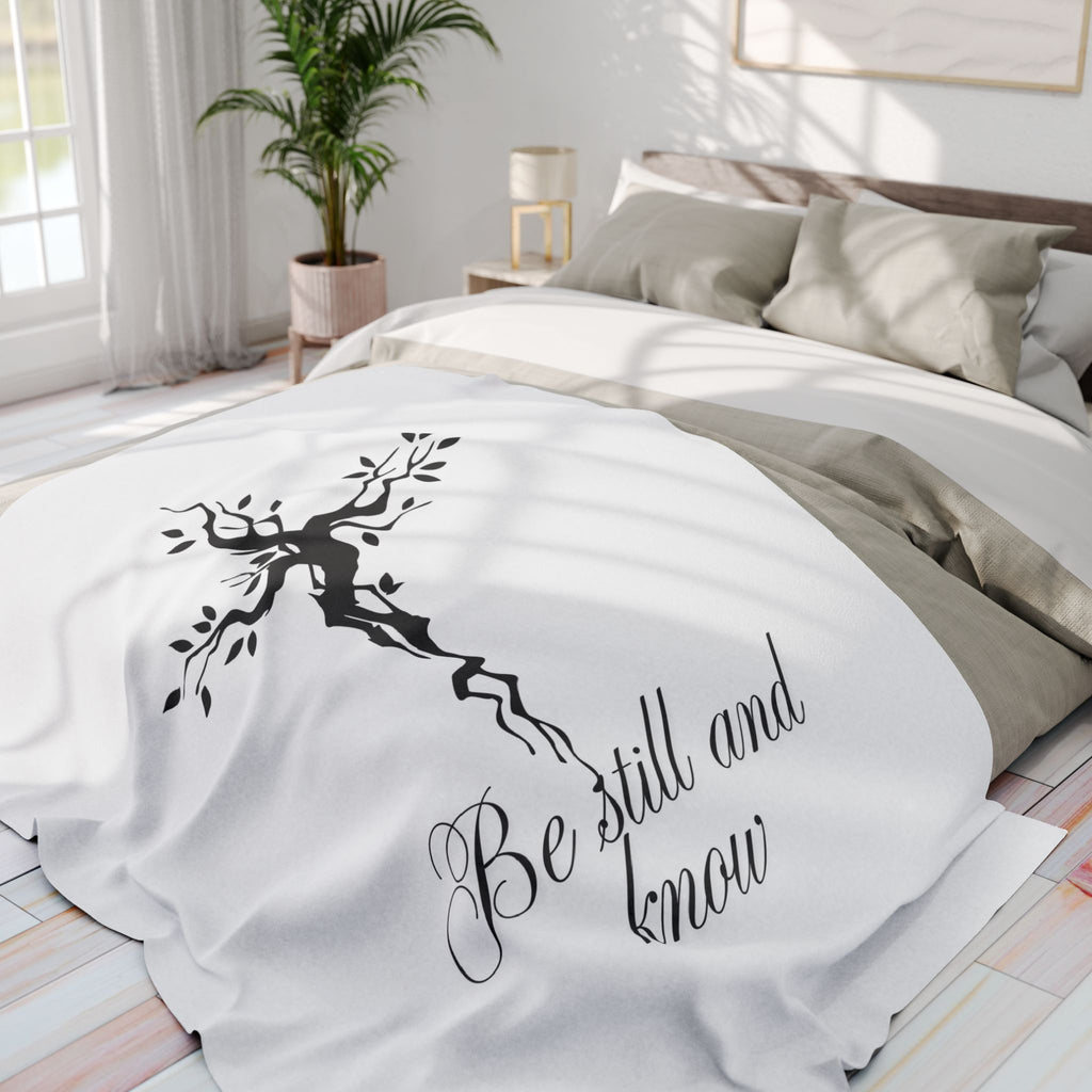 Be Still and Know – Bible Verse Blanket, Christian Faith Fleece Throw for Calm, Peaceful Living & Inspiration