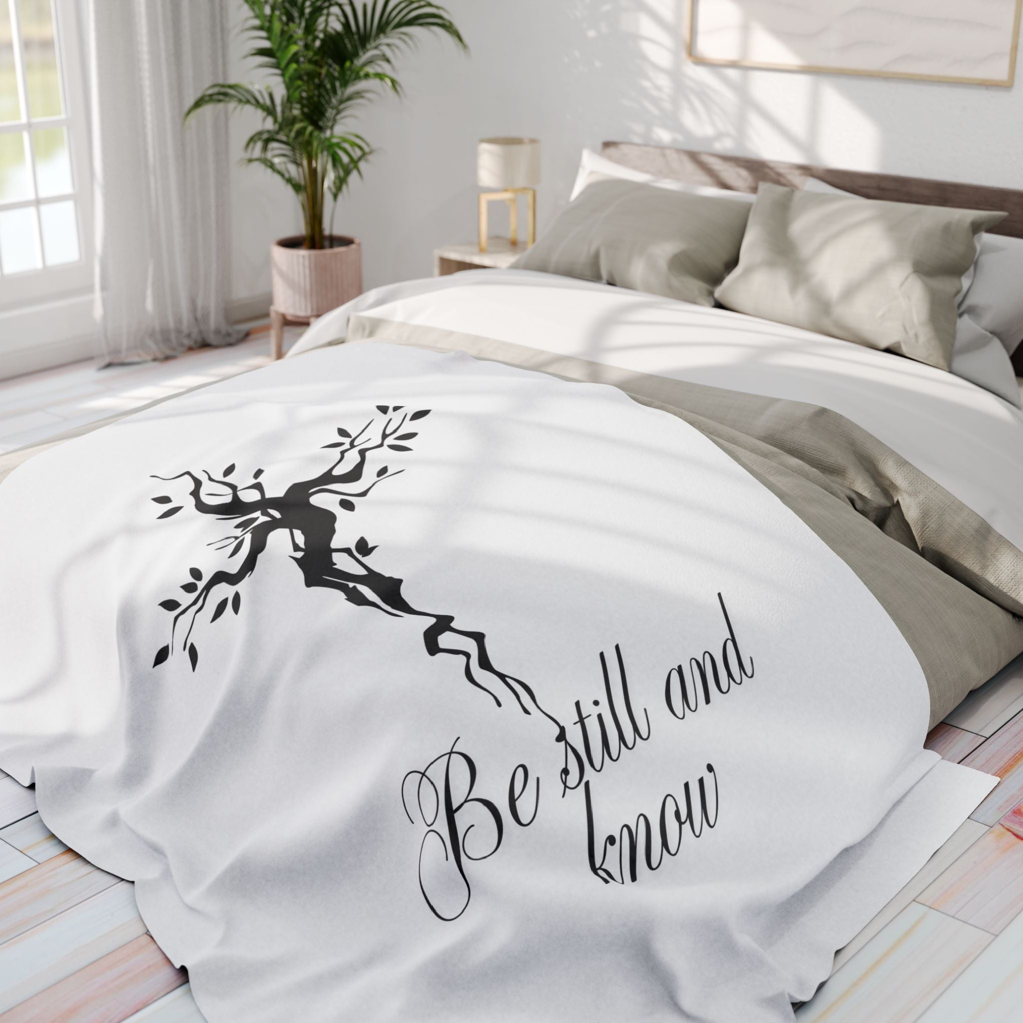 Be Still and Know – Bible Verse Blanket, Christian Faith Fleece Throw for Calm, Peaceful Living & Inspiration