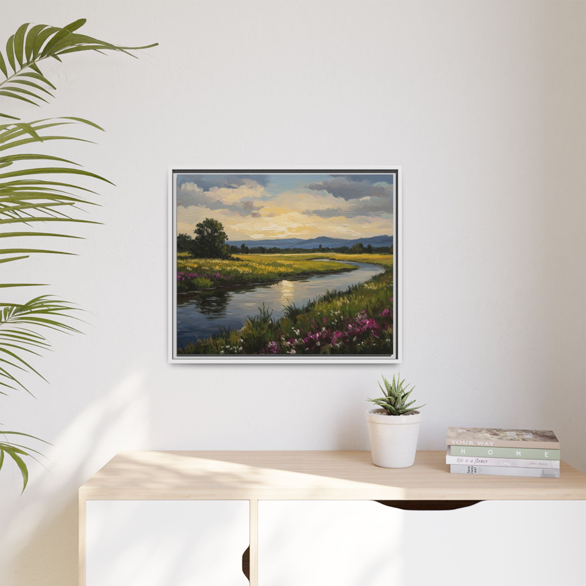 Framed Landscape Art Print, Matte Canvas Wall Decor, Nature Inspired Home Decor, Gift for Nature Lovers, Office Wall Art