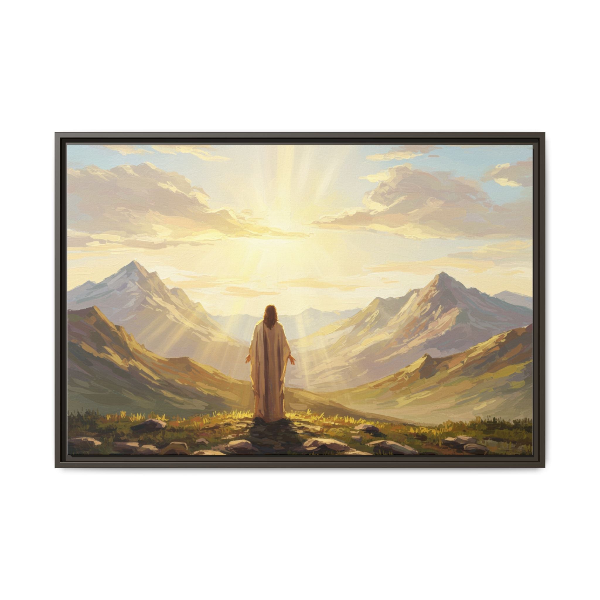 Framed Canvas Print - Uplifting Mountain Landscape Art, Inspirational Home Decor, Gift for Religious Celebrations, Motivational Wall [...]