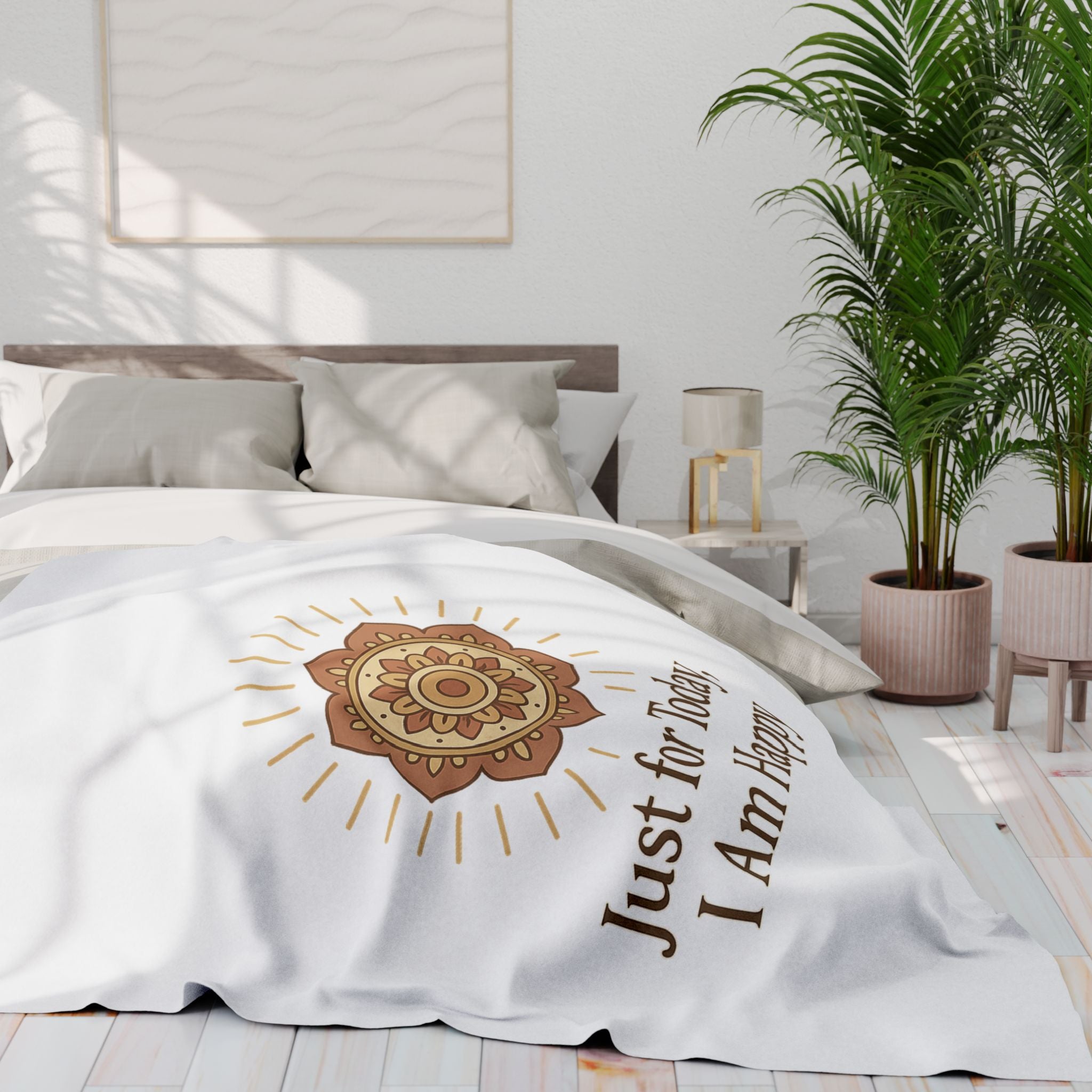 Just for Today, I Am Happy – Inspirational Mindfulness Blanket, Positive Affirmation Fleece Throw for Gratitude, Peace & Self-Care