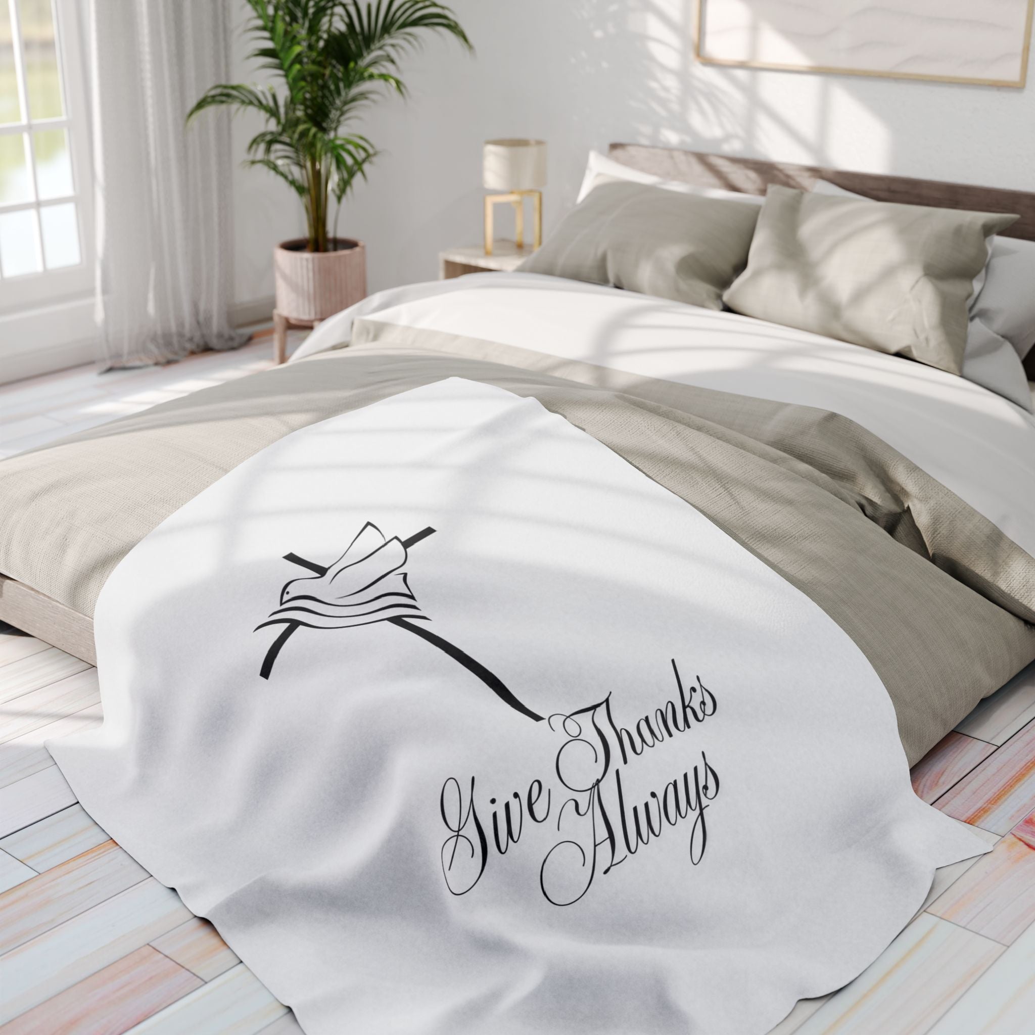 Give Thanks Always – Bible Verse Blanket, Christian Faith Fleece Throw for Gratitude, Peace & Spiritual Inspiration