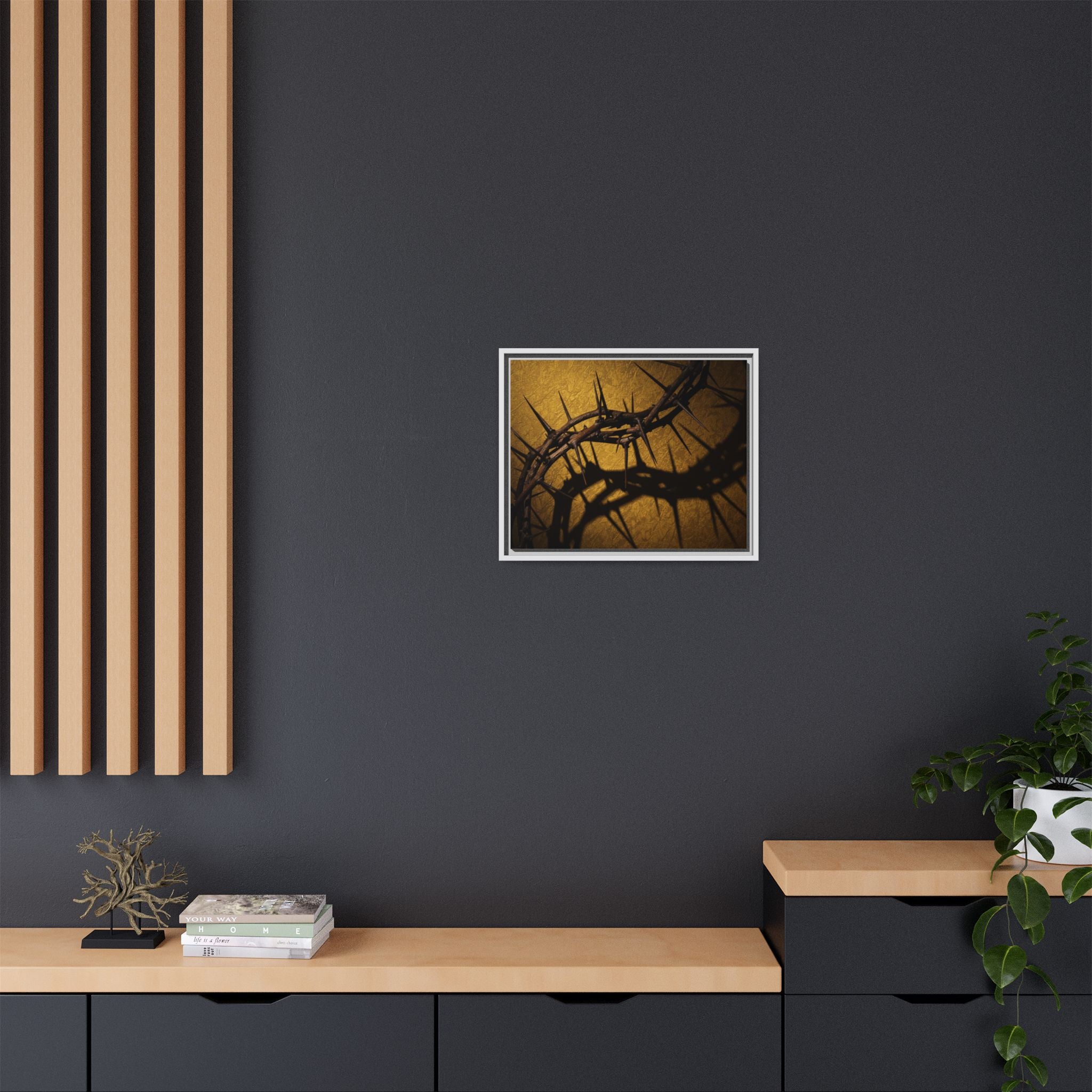 Crown of Thorns – Christian Wall Art, Symbol of Sacrifice and Faith,  Framed Matte Canvas Art - Religious Wall Decor, Unique Gift for Faith Lovers, Home Decoration.