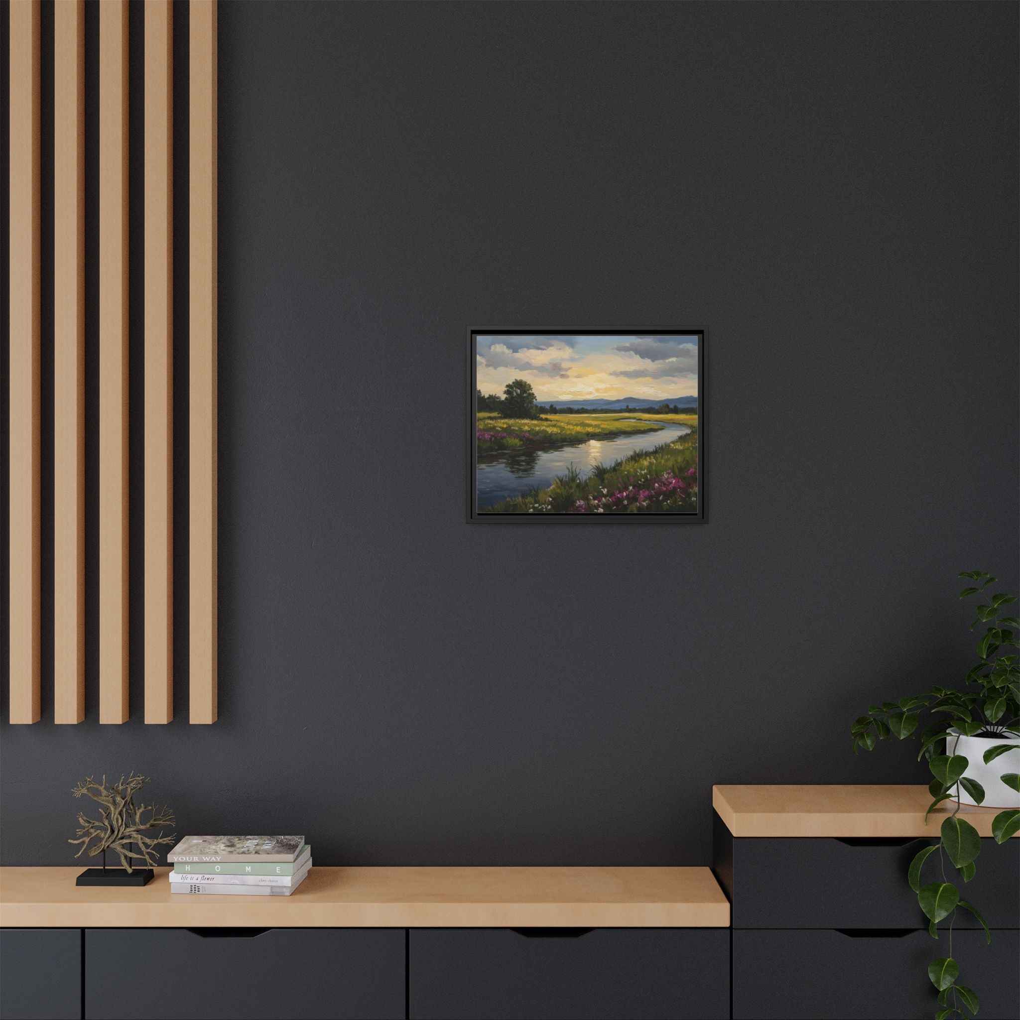 Framed Landscape Art Print, Matte Canvas Wall Decor, Nature Inspired Home Decor, Gift for Nature Lovers, Office Wall Art