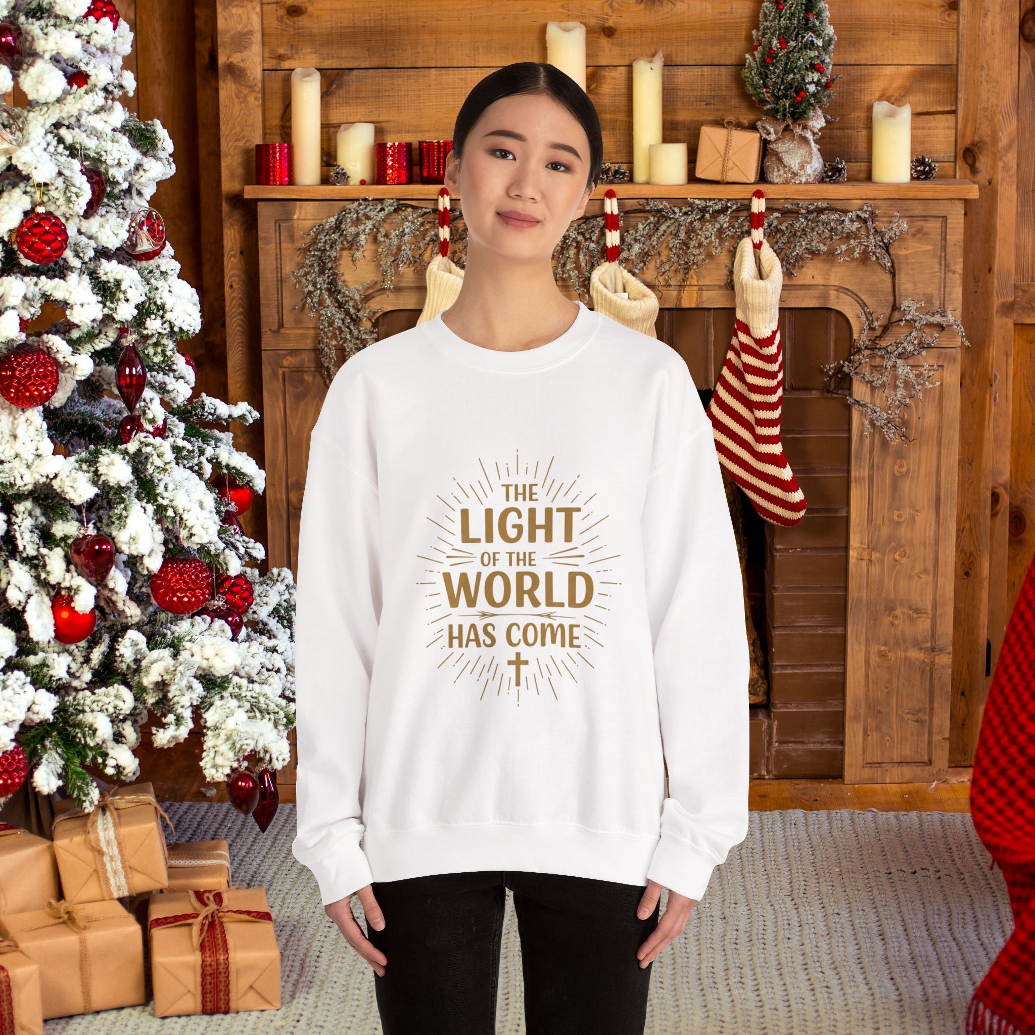 Light of the World Crewneck Sweatshirt, Inspirational Sweatshirt, Faith-Based Apparel, Christian Gift, Cozy Church Wear